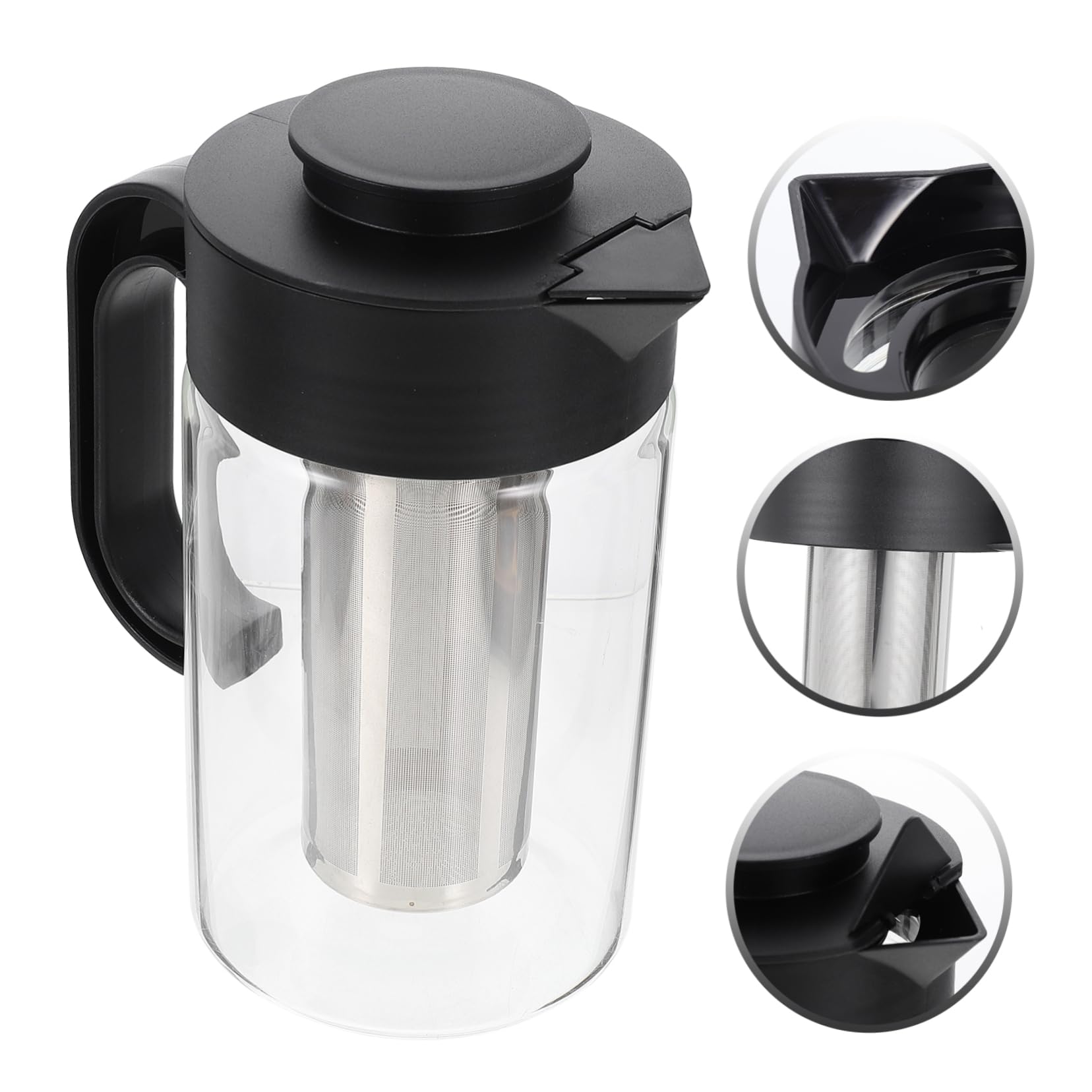 Hochtemperatur Glaskrug mit Deckel 1000ml aus Edelstahl Stabiles Design Teekessel zum Servieren von Kaltem Wasser und Heißem Tee bei Partys