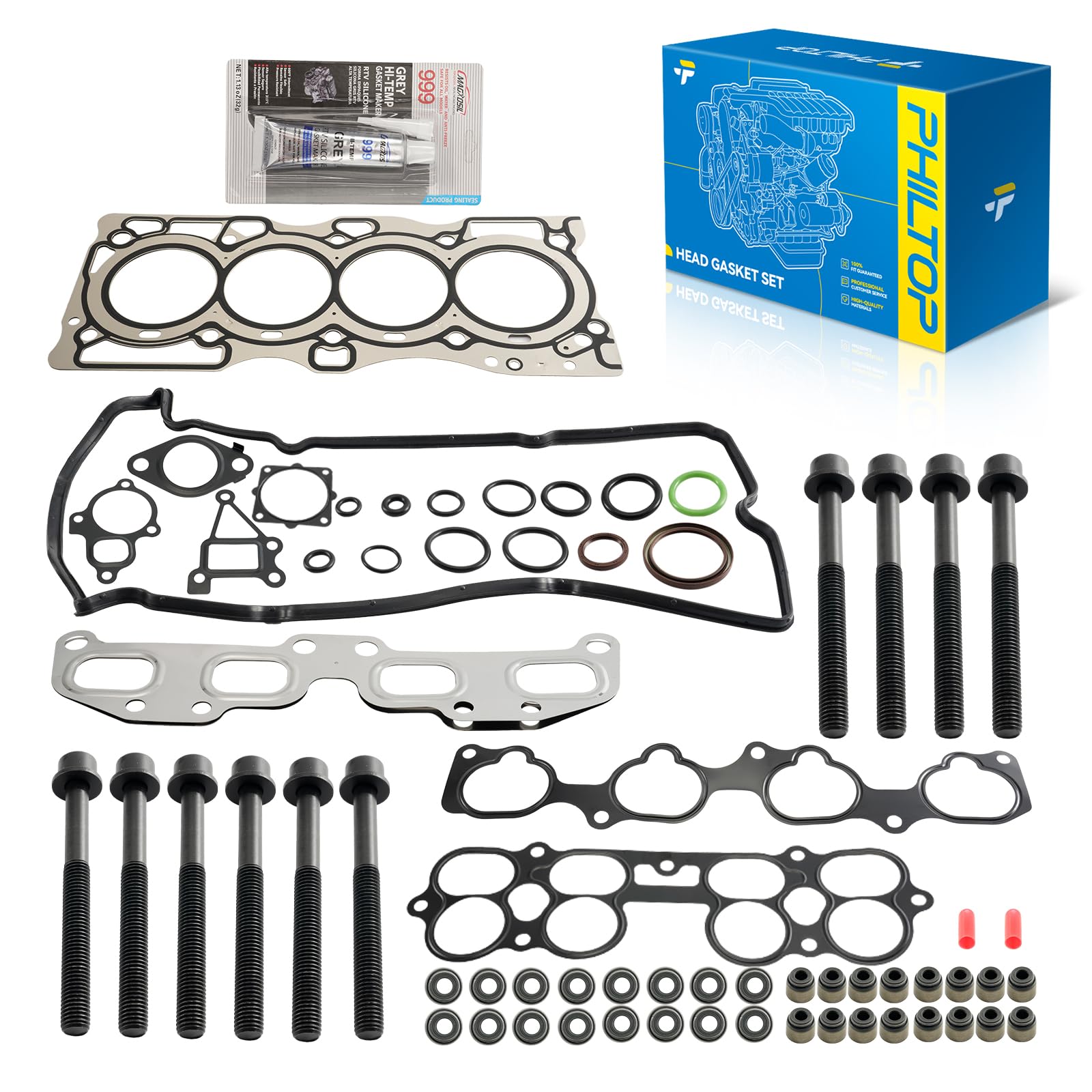 PHILTOP Head Gasket Set Fit for Nissan Altima Sentra 2002-2006 2.5L | Engine Cylinder Head Gasket Kit with Bolts, OE# HS26261PT, HS54444, CPW2742, ES72198