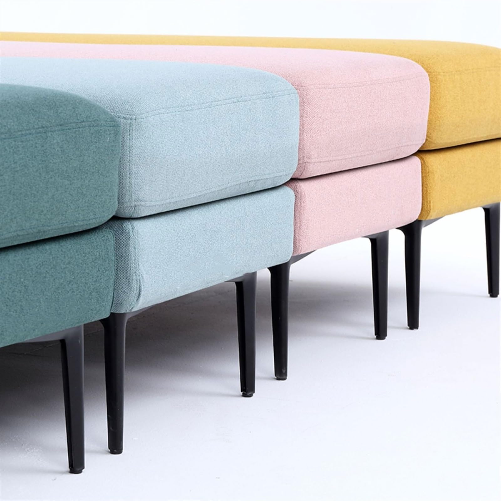 Panchina letto moderna in tessuto blu per soggiorno e camera da letto, design semplice, 100 x 50 x 43 cm, perfetta per sedersi e rilassarsi, elegante complemento d'arredo per la casa