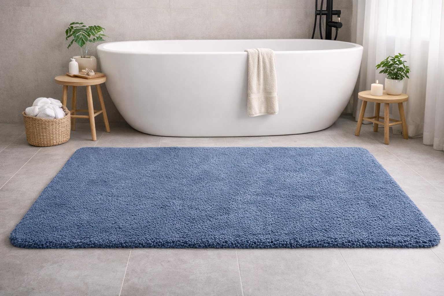 Spirella - Tappetino da bagno - Accessorio da bagno in acrilico morbido e confortevole - Ideale per il bagno - Antiscivolo e assorbente - Dimensioni 55x65cm - Blu