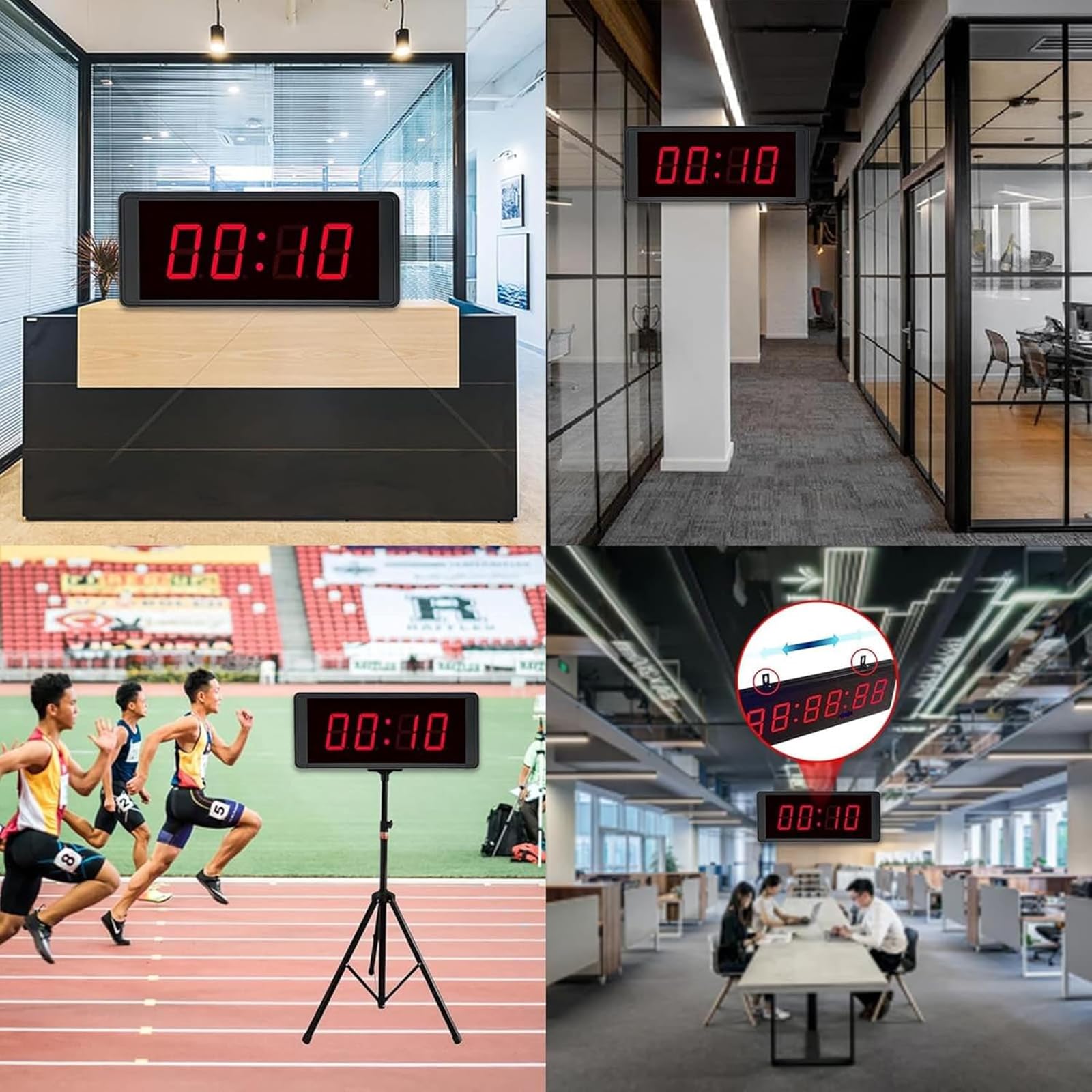 Contador LED Digital De 1,5 Pulgadas, Temporizador De Doble Cara con Control Remoto, 20 Grupos De Memorias Segmentadas, Cuenta Regresiva, Cronometraje De Ciclos, para Carreras