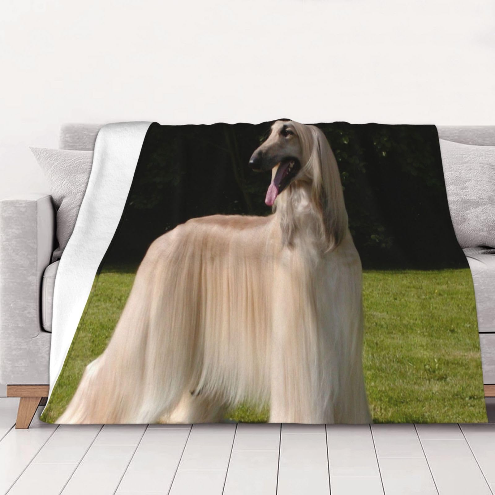 Tcoay Women's As Shown Afghan Hound,Throw Blanket Soft Flannel Fleece Throw Blanket For Bed Sofa Travel,40"X30"