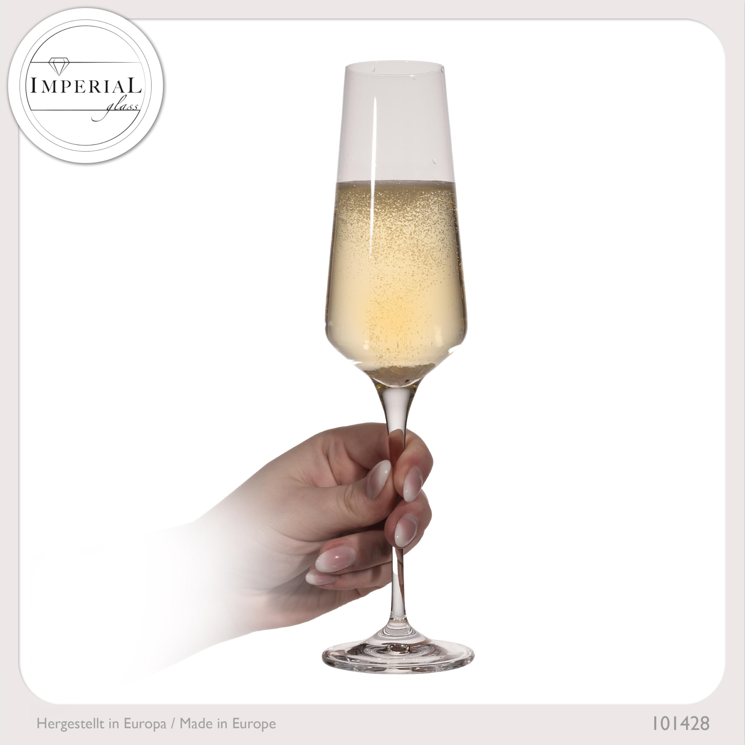 IMPERIAL Kieliszki do szampana 220 ml seria "Athen" zestaw 12-częściowy kieliszków do szampana ze szkła kryształowego, nadają się do mycia w zmywarce