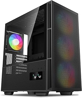 DeepCool CH560 Digital ATX PC Case Dual Status Display 140mm PWM ARGB Fans High-Airflow Mid Tower Chassis Hybrid Mesh/Glass Side Panel 360mm Radiator Support Gaming Case USB 3.0 Type-C I/O Panel