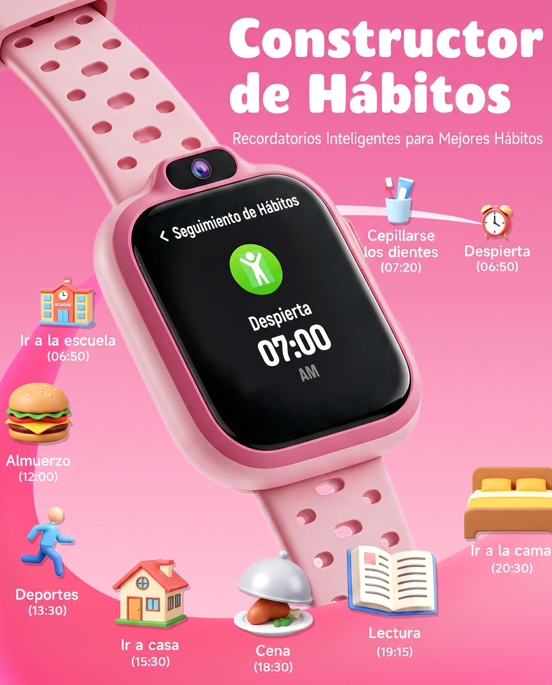 BIGGERFIVE Reloj Inteligente Niños Niñas 3-14, 1,8" Pulsera Actividad