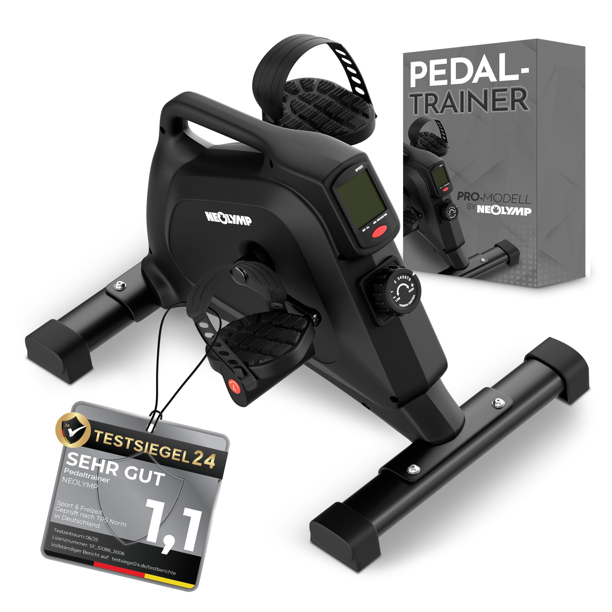 NEOLYMP Pedaltrainer TÜV geprüft gelenkschonender Beintrainer im Sitzen für Senioren Widerstandstrainer mit Display 8 Stufen Magnetbremse