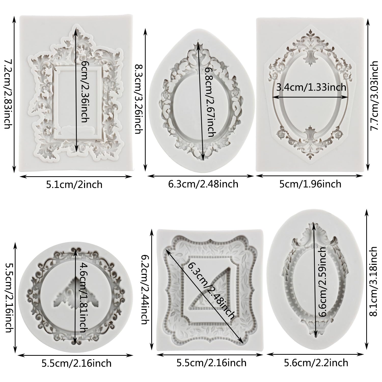 Fatiya 6 Stück Barockstil Fondant Formen - Silikon Modelle Für Backen