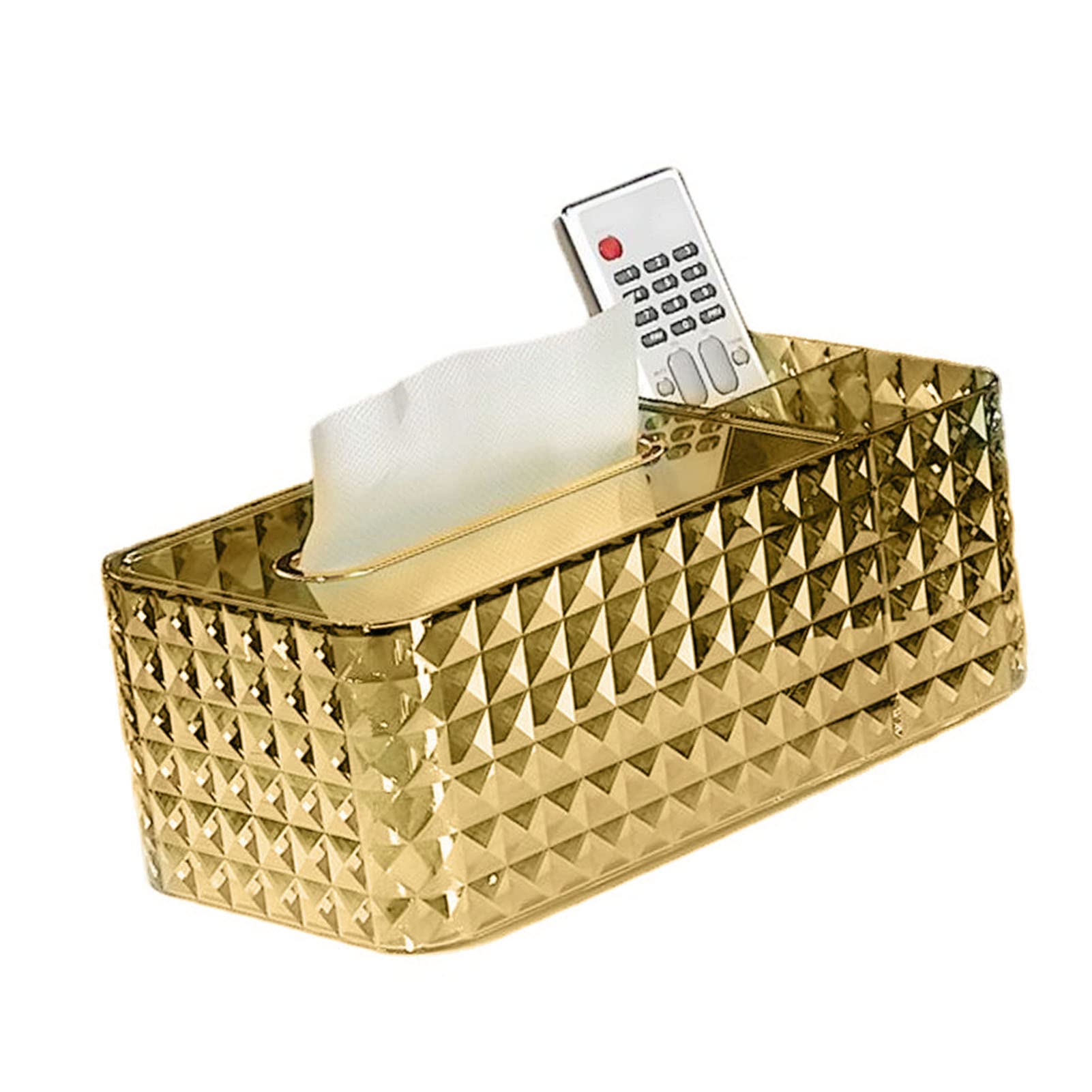Scatola di fazzoletti, Porta Fazzoletti Texture Rhombus, Copri Scatola Rettangolare Trasparente per Fazzoletti, decorazione per casa e ufficio (Oro)