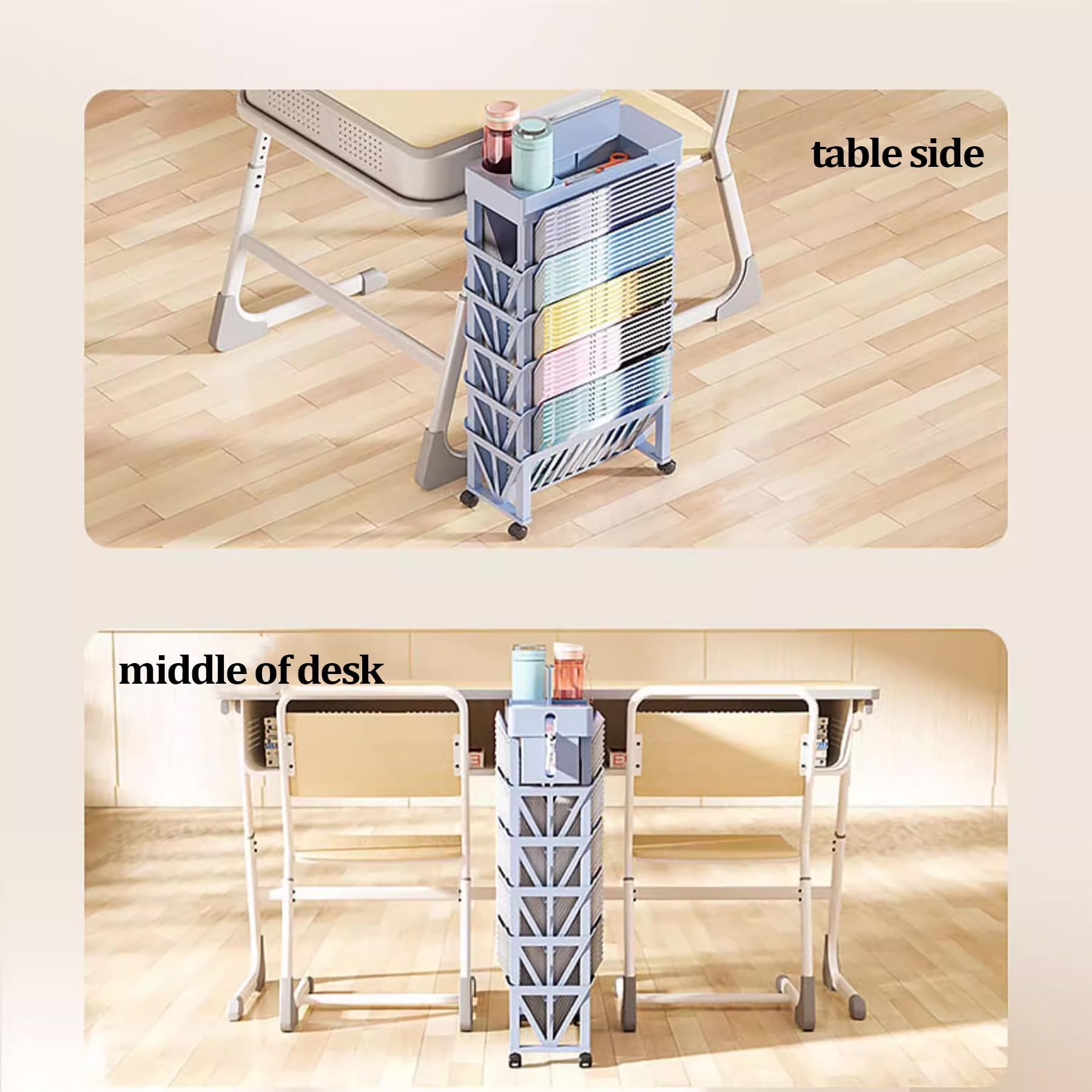 Book cartEstantería móvil con Ruedas Carro para Archivos con Ruedas Carro de Almacenamiento de Utilidad de 5 Niveles para Oficina, Aula, guardería, Biblioteca, Sala de Estar, Azul