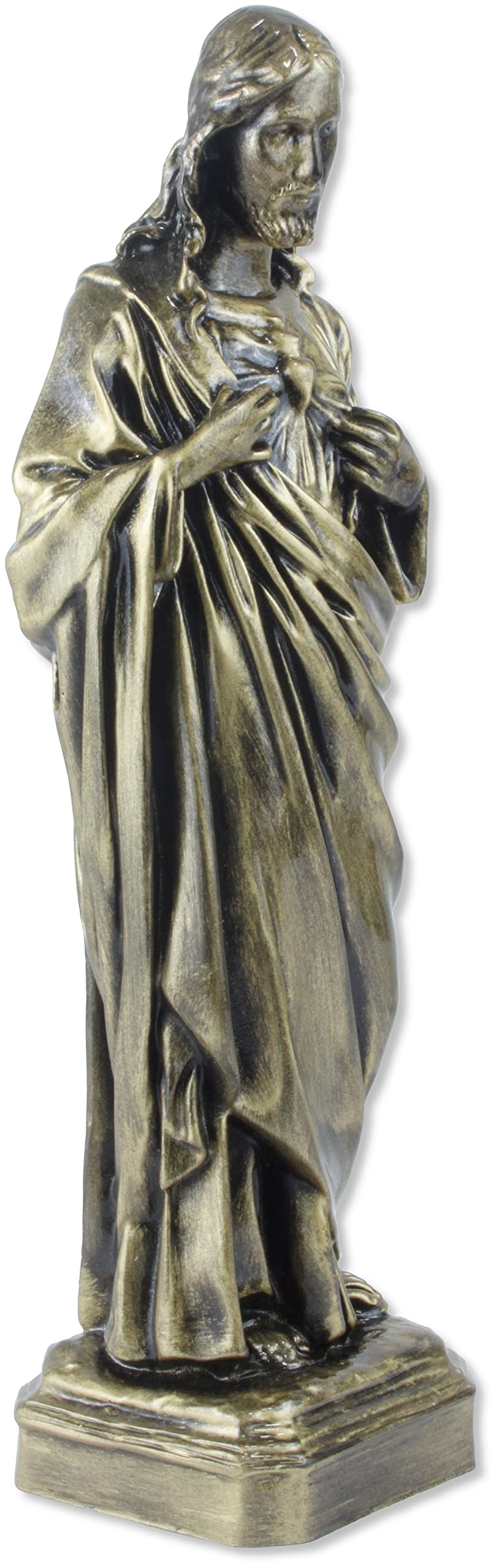 Proposte Religiose Statue des Heiligen Herzens Jesu aus Kunstharz, Farbe Bronze, 30 cm, hergestellt in Italien