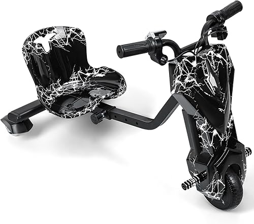 Triciclo de deriva para niños, triciclo grande para niños de 8 años en adelante, asiento ajustable, triciclo eléctrico de deriva de 12 V con freno