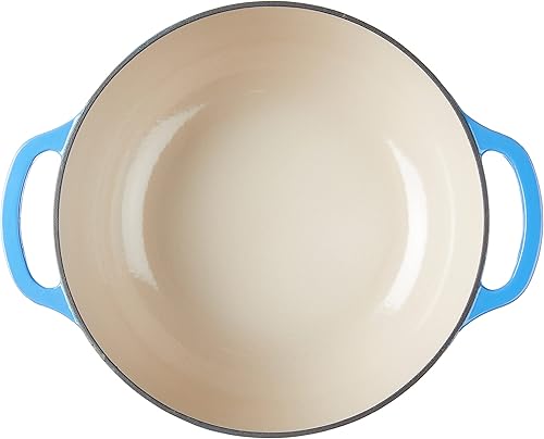 Miniatura 7 de Lodge Cacerola cubierta de hierro fundido esmaltado, 3.6 cuartos de galón, azul caribeño, cazuela ovalada y horno holandés de hierro fundido