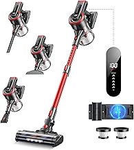 Cordless Vacuum Cleaner, 40kPa/450W Stick Cordless Vacuum Up to 55 Mins Runtime with LED Touch Screen, Anti-Tangle Vacuum Cleaner with Charging Station for Carpet Hard Floor Pet Hair