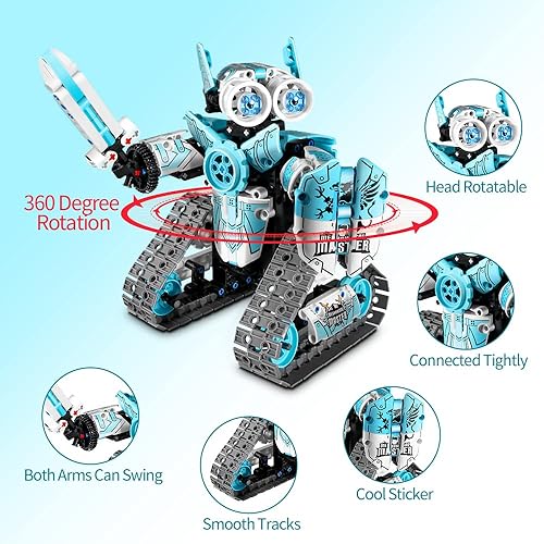 Miniatura 2 de PinkBee Juego de bloques de construcción de juguetes robot 3 en 1, aplicación con control remoto, camión, tanque, proyectos de ciencia, kits de