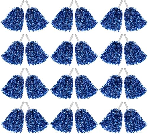 Hooshing 12 pompones de animadora metálicos con asas de plástico para animadores, escuadrón animador, deportes de espíritu de equipo, 12 unidades