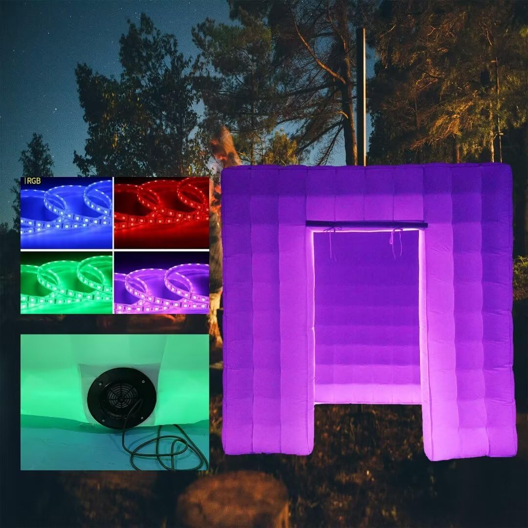 SAYOK Alloggiamento gonfiabile per foto con luce LED e soffiatore d'aria, tenda da 2,5 m, per eventi di matrimonio (due porte)