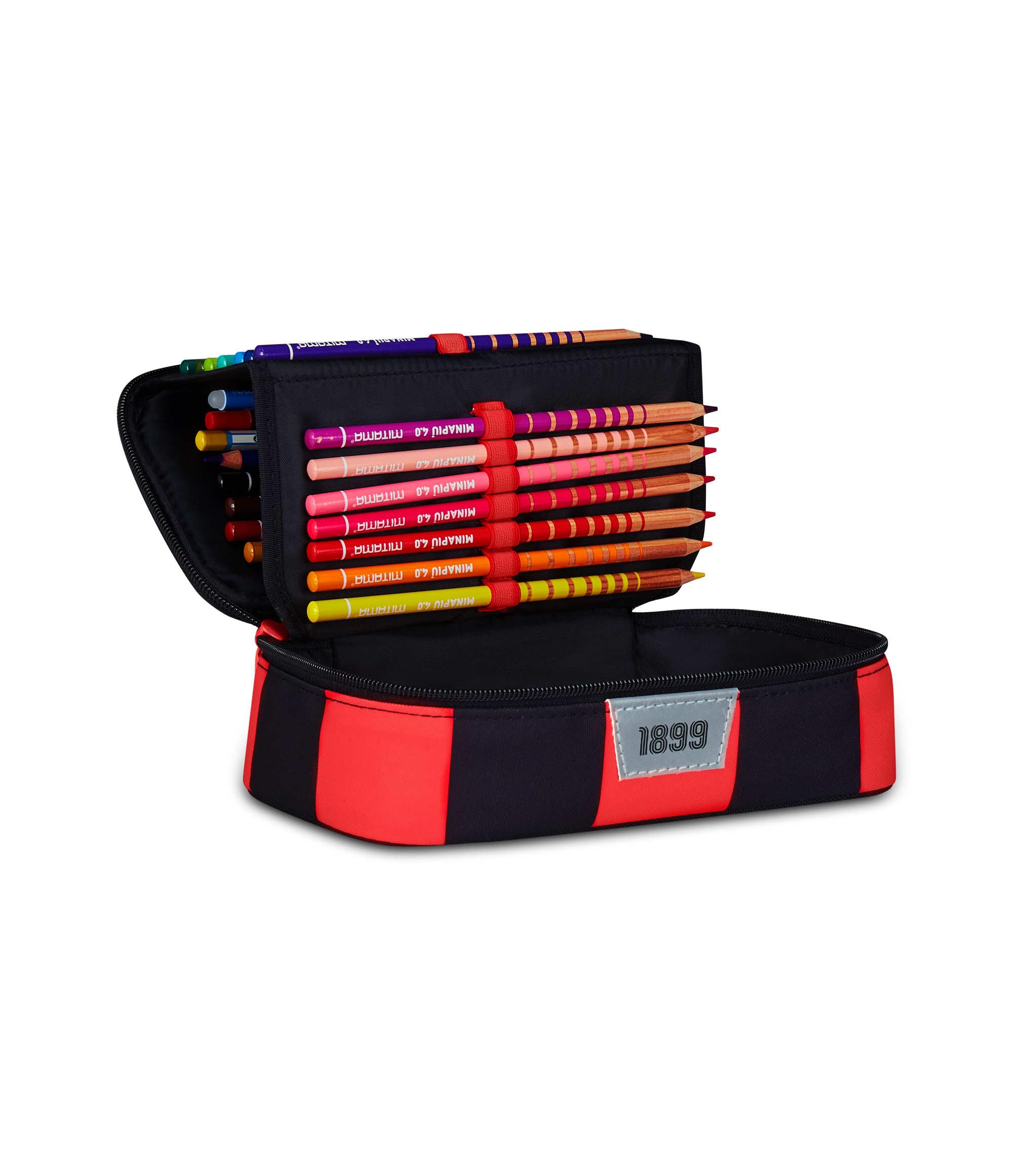Seven Milan Astuccio Scuola Quick Case, Nero, Portapenne Completo di Penne, Matite, Colori, Accessori Zaino, Scuola Elementare e Media, Bambino Calcio