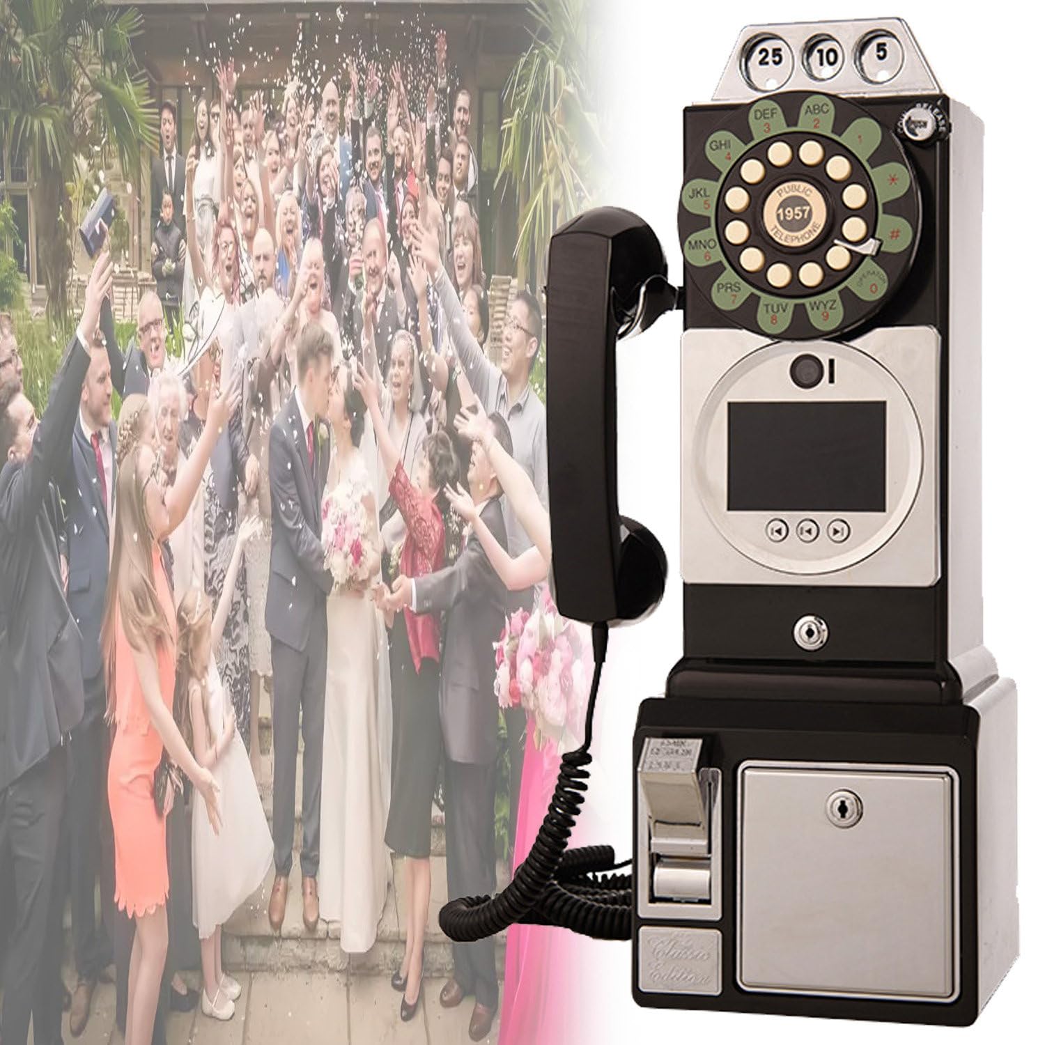 Libro de visitas con audio y video retro, libro de visitas con audio y video para bodas, libro de visitas con video HD 1080p, graba momentos hermosos, para bodas, fiestas y ceremonias. Black-128G