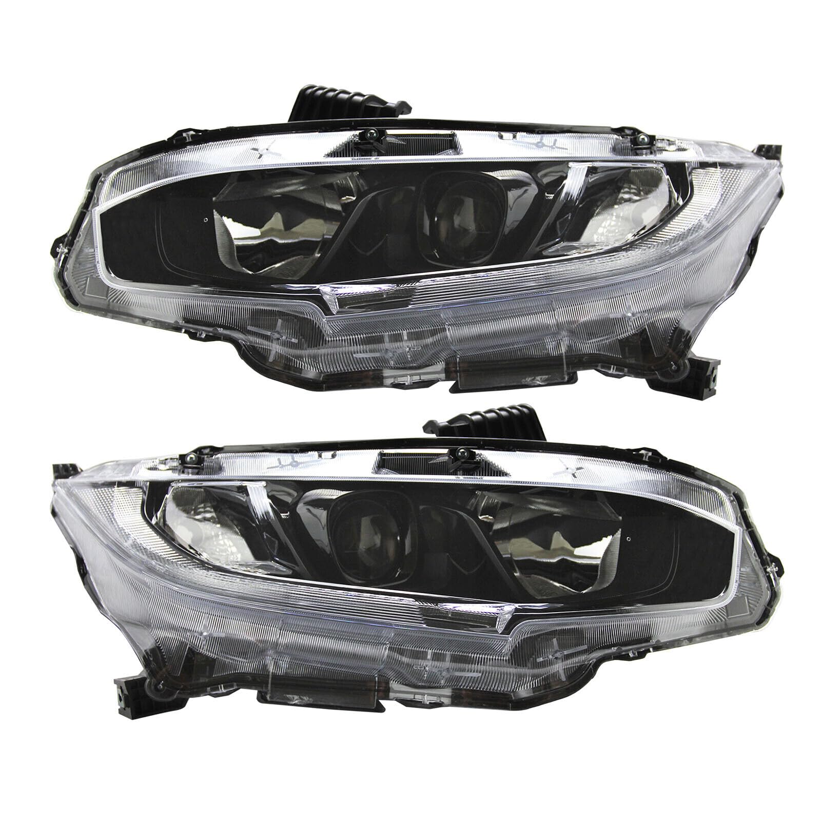 Headlight Assembly with LED DRL Black Housing