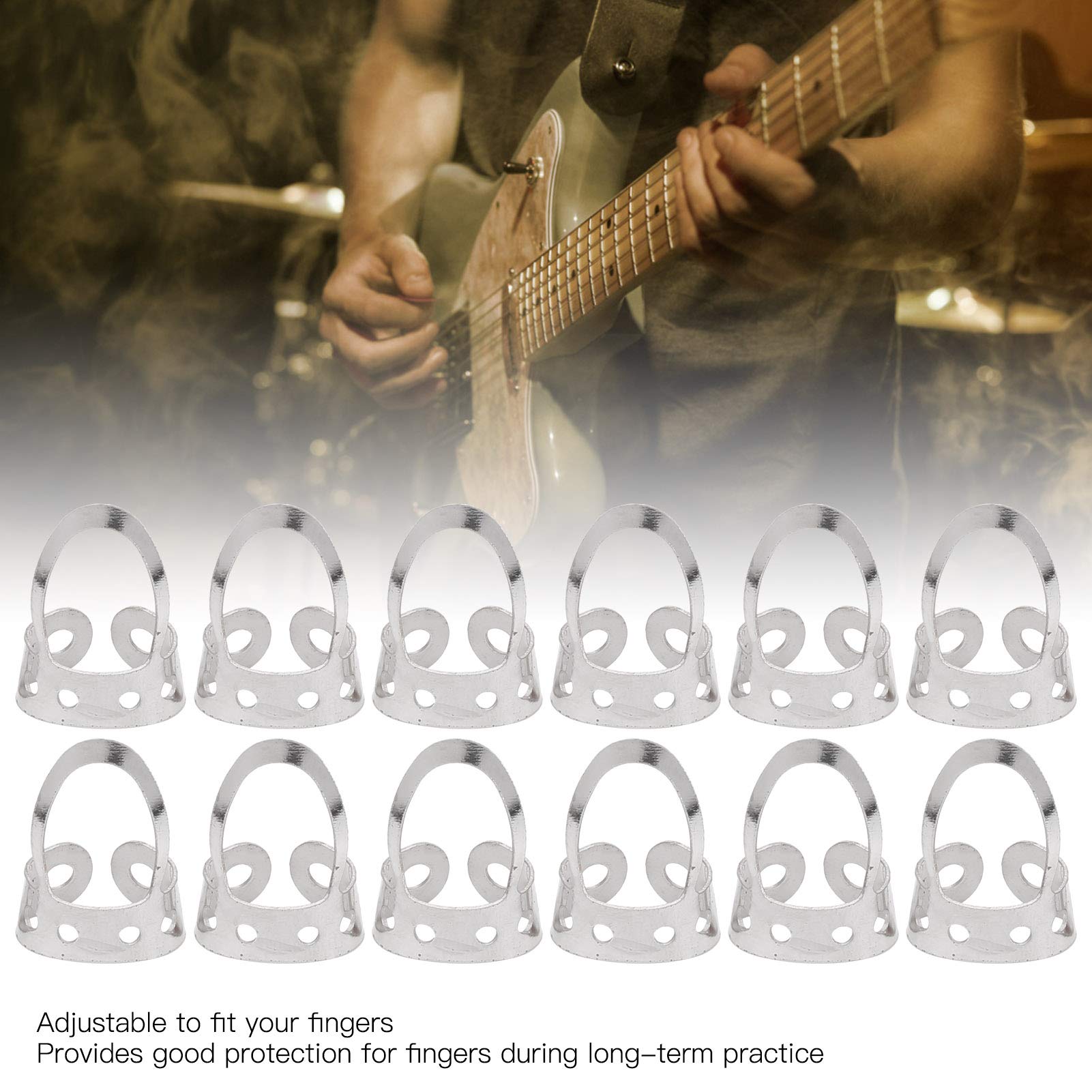 Set 6 Plettri Chitarra In Acciaio - Regolabili Per Dita, Per Chitarra, Basso, Banjo - Foto 4