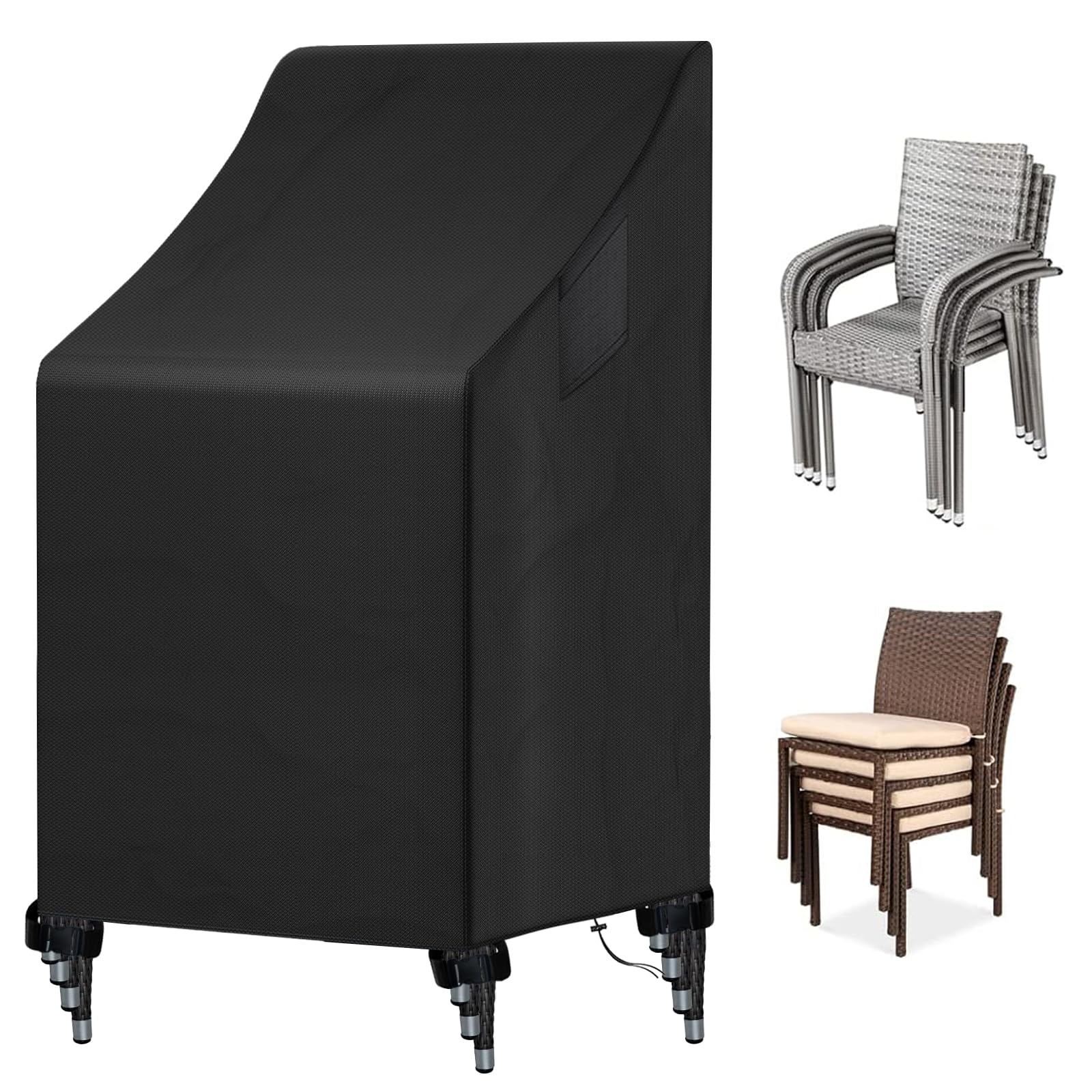Housse De Protection Pour Chaise De Jardin – Tissu Oxford 600D – Anti-UV, Imperméable – Tailles Variables – Avec Sac De Rangement