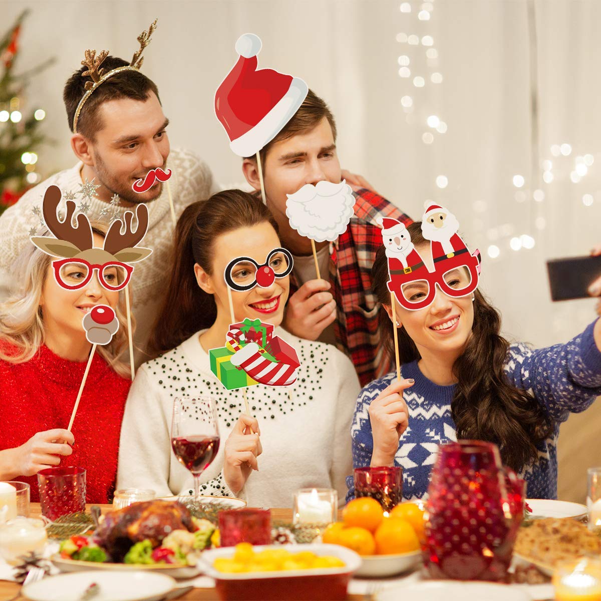 32 Pièces Accessoires Pour Photomaton De Noël, Fournitures De
