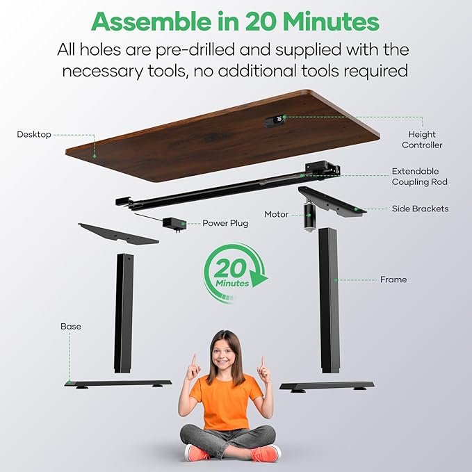 Escritorio Eléctrico Ajustable Crenova 48x24 pulgadas miniatura 6