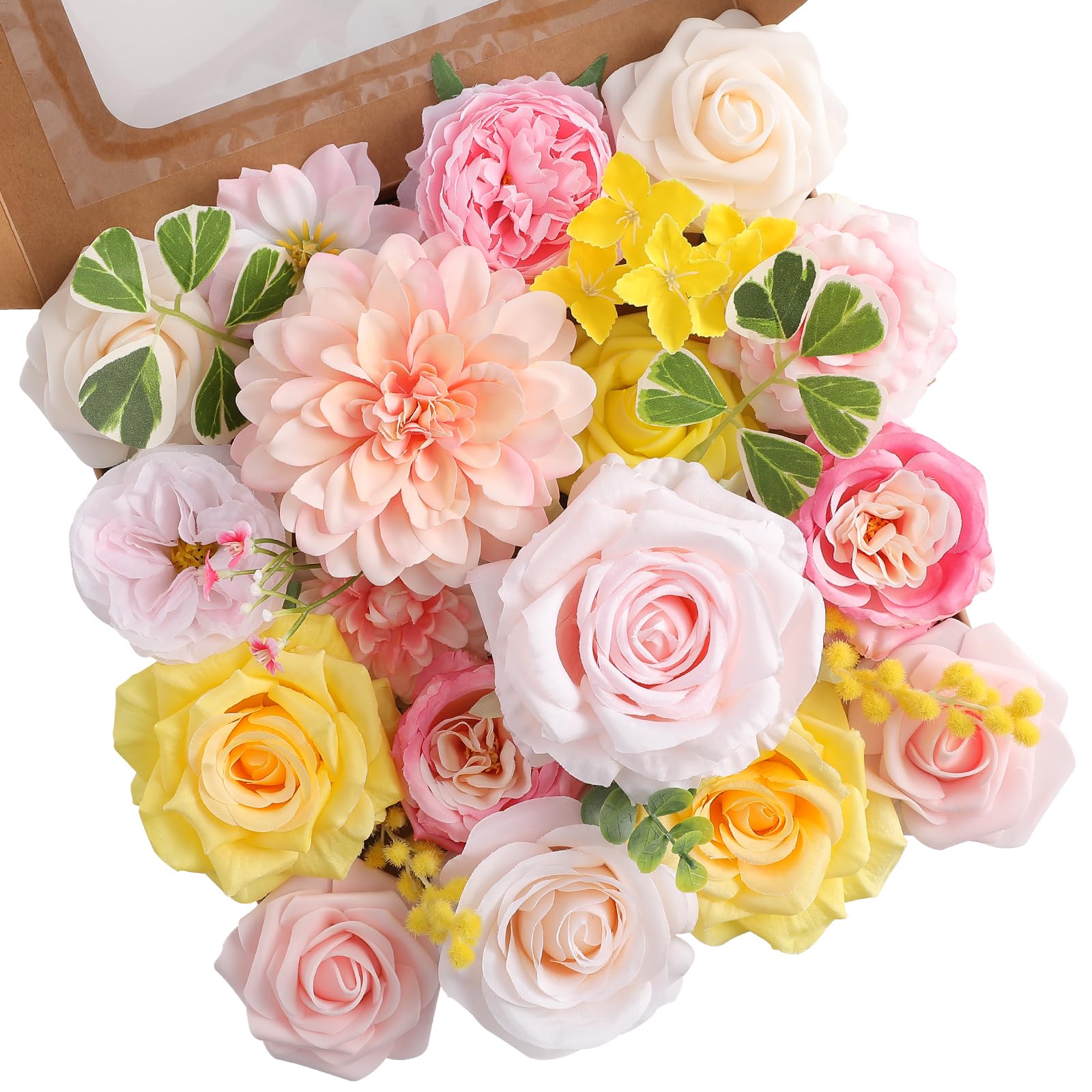 Floweroyal Artificial Flowers Fake Rose Flowers Dahlia with Stems for DIY Wedding Bridal Bouquets, Baby Shower, Floral Arrangement, Table Centerpieces, Home Decorations