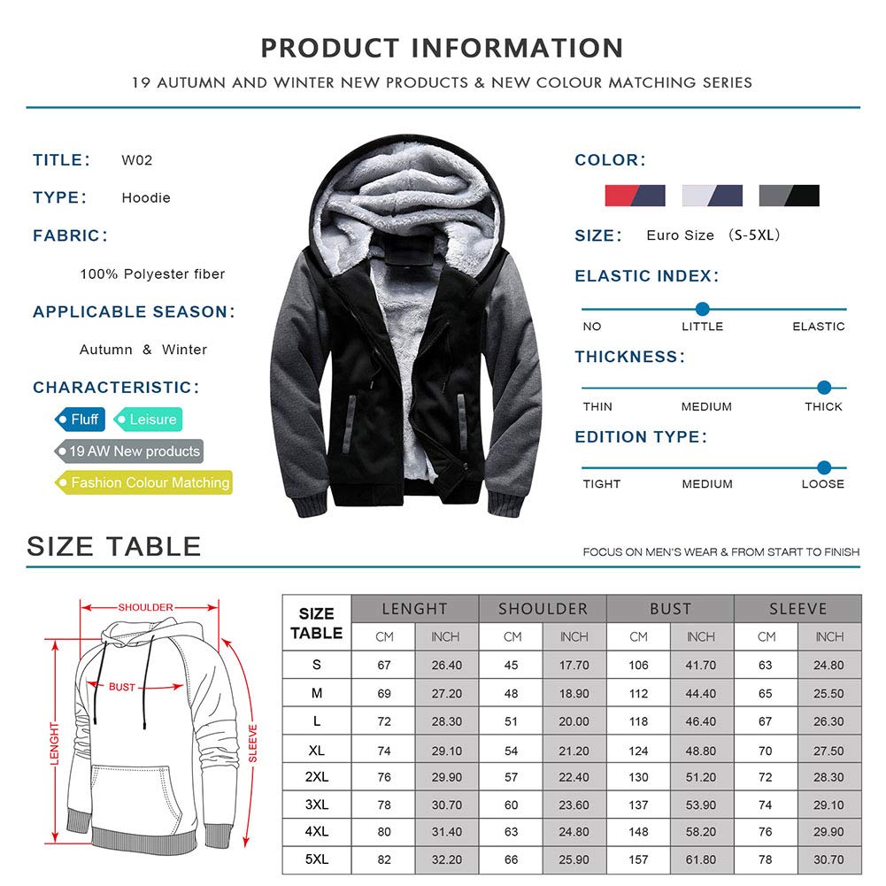 Męska polarowa bluza z kapturem, zapinana na zamek, zimowa wyściełana kurtka z kapturem, patchworkowa, bluza z kapturem, gruba, ciepła, oversize, płaszcz, Czarny szary, M