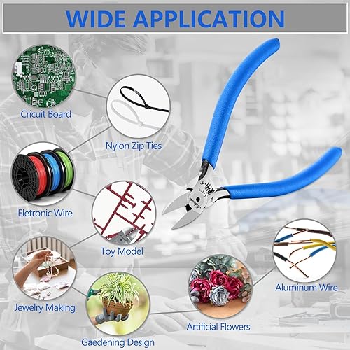 Miniatura 4 de Cortadores de alambre de 5 pulgadas para componentes electrónicos, cortadores laterales CR-V para manualidades, cortadores diagonales ultra