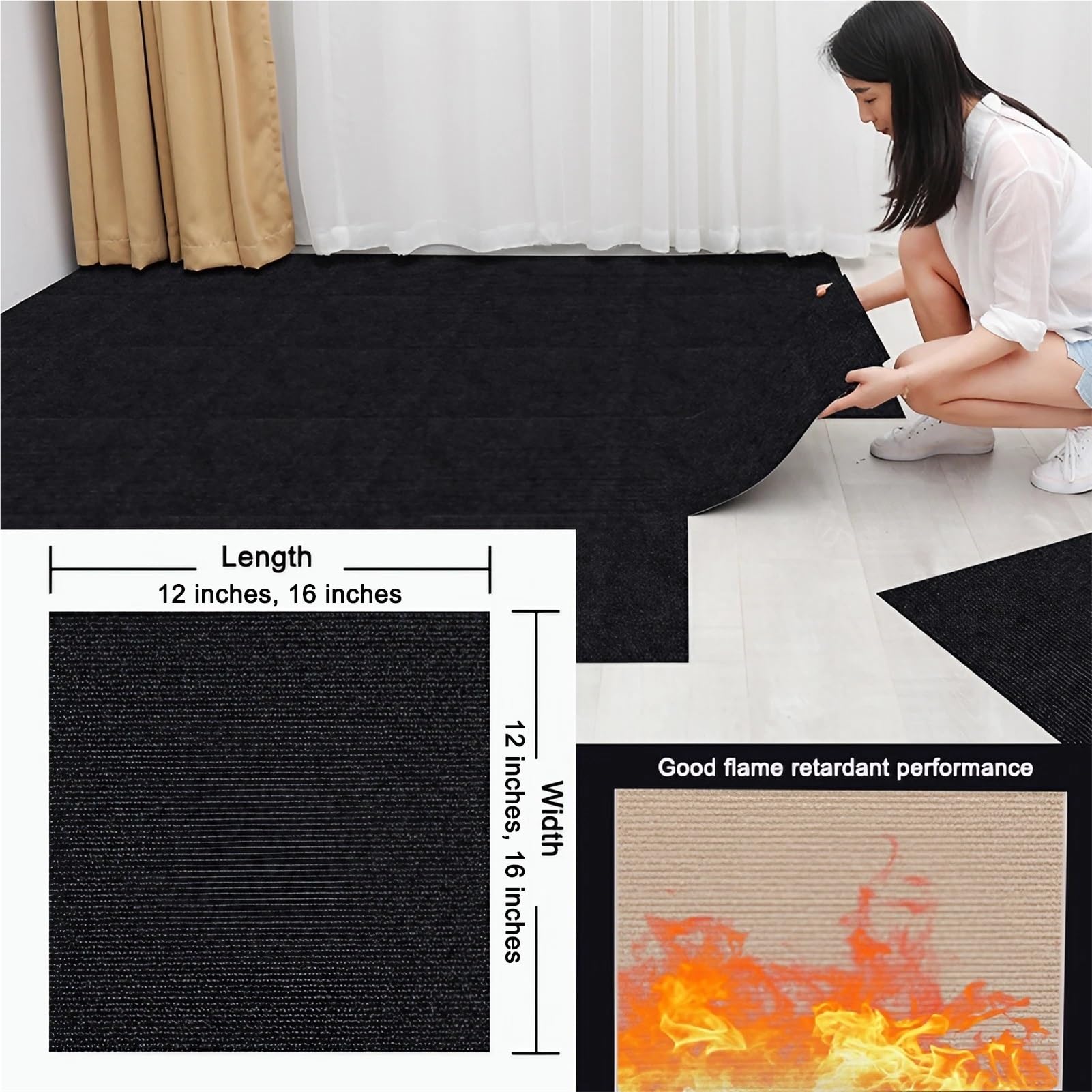 Revêtement Sol Autocollant 30x30cm Antidérapant, Dalle Moquette Acoustique Moelleuse, Tapis Carré Imbriqué pour Bureau, Maison et Espaces Commerciaux(Cream White,16 x 16 Inch-9 Pcs)