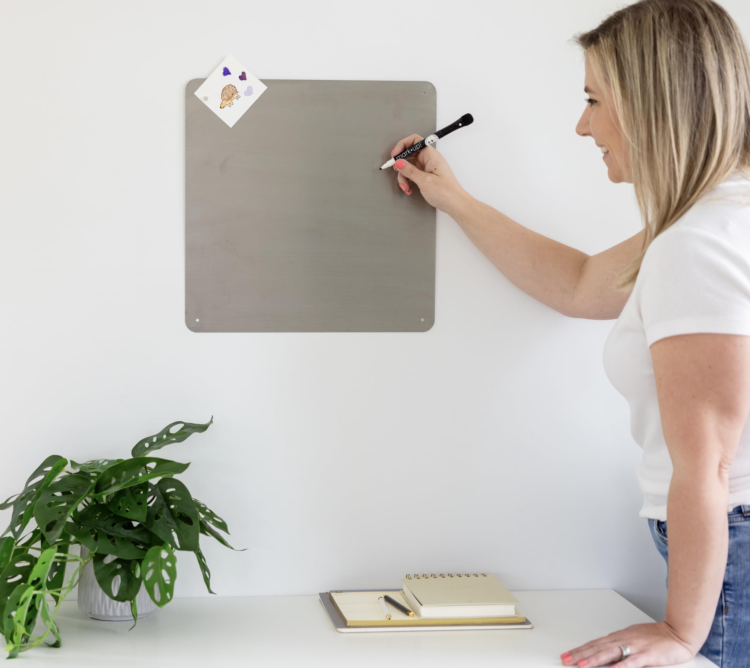 ThreeByThree Tablero de notas plateado plateado