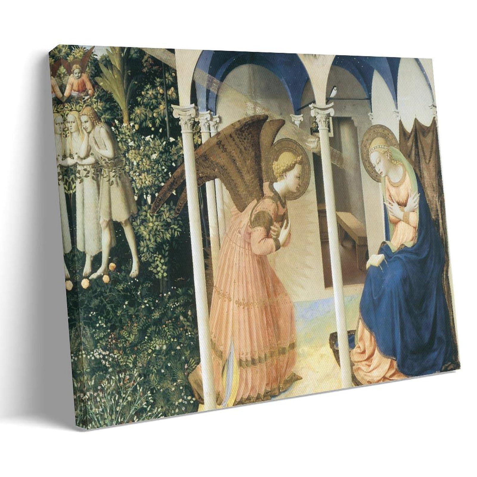 Xuxuecc Frame Fra Angelico The Annunciation Renaissance Wall Art Print With Angel And Virgin Mary Figures Canvas Wall Art Decorative Bedroom Modern Home Print Picture Artworkss 08X12inch(20X30cm)