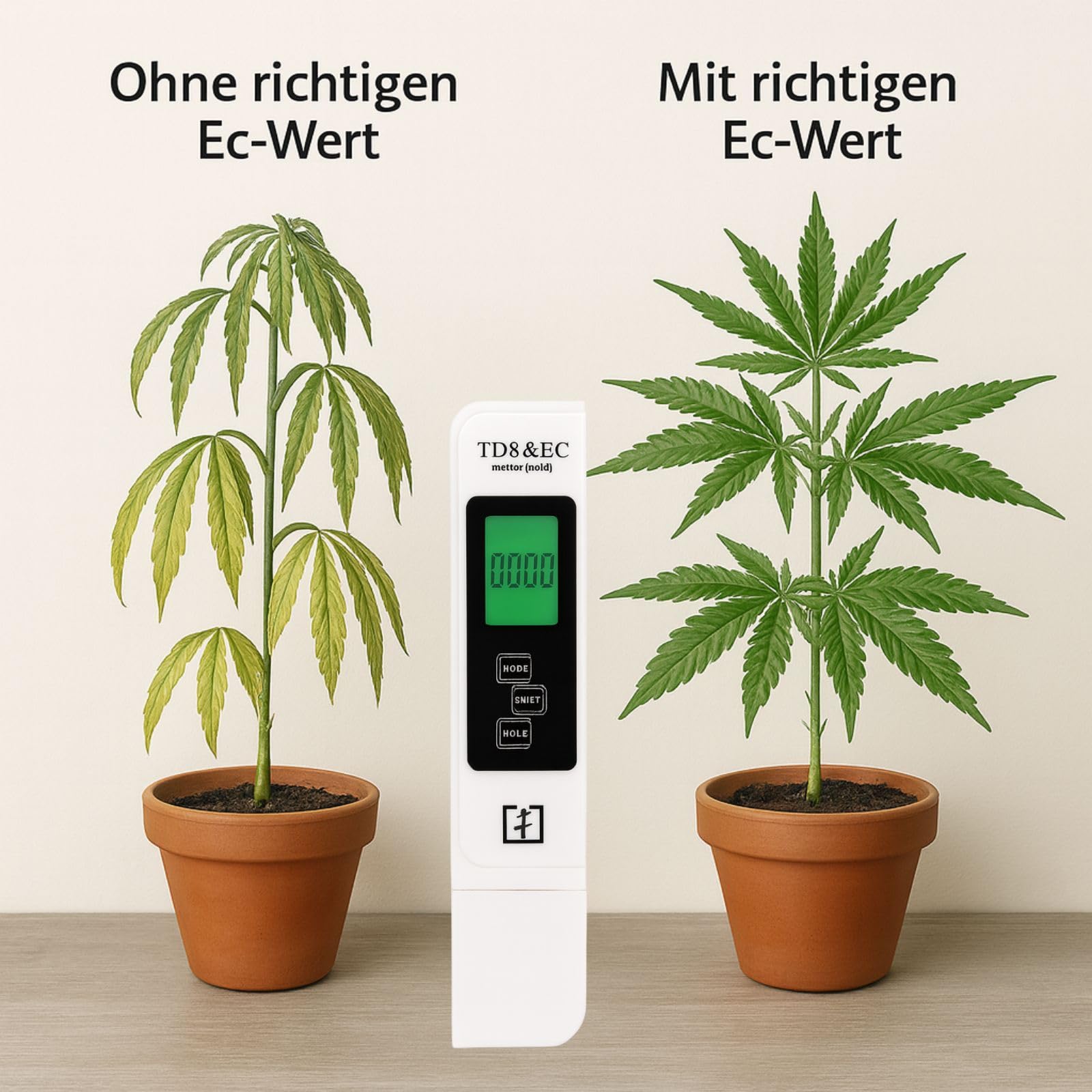 Weedness Digitales pH & EC-Messgerät für Pflanzen und Wasser - Grow Anbau Indoor Outdoor Aquarium Pool