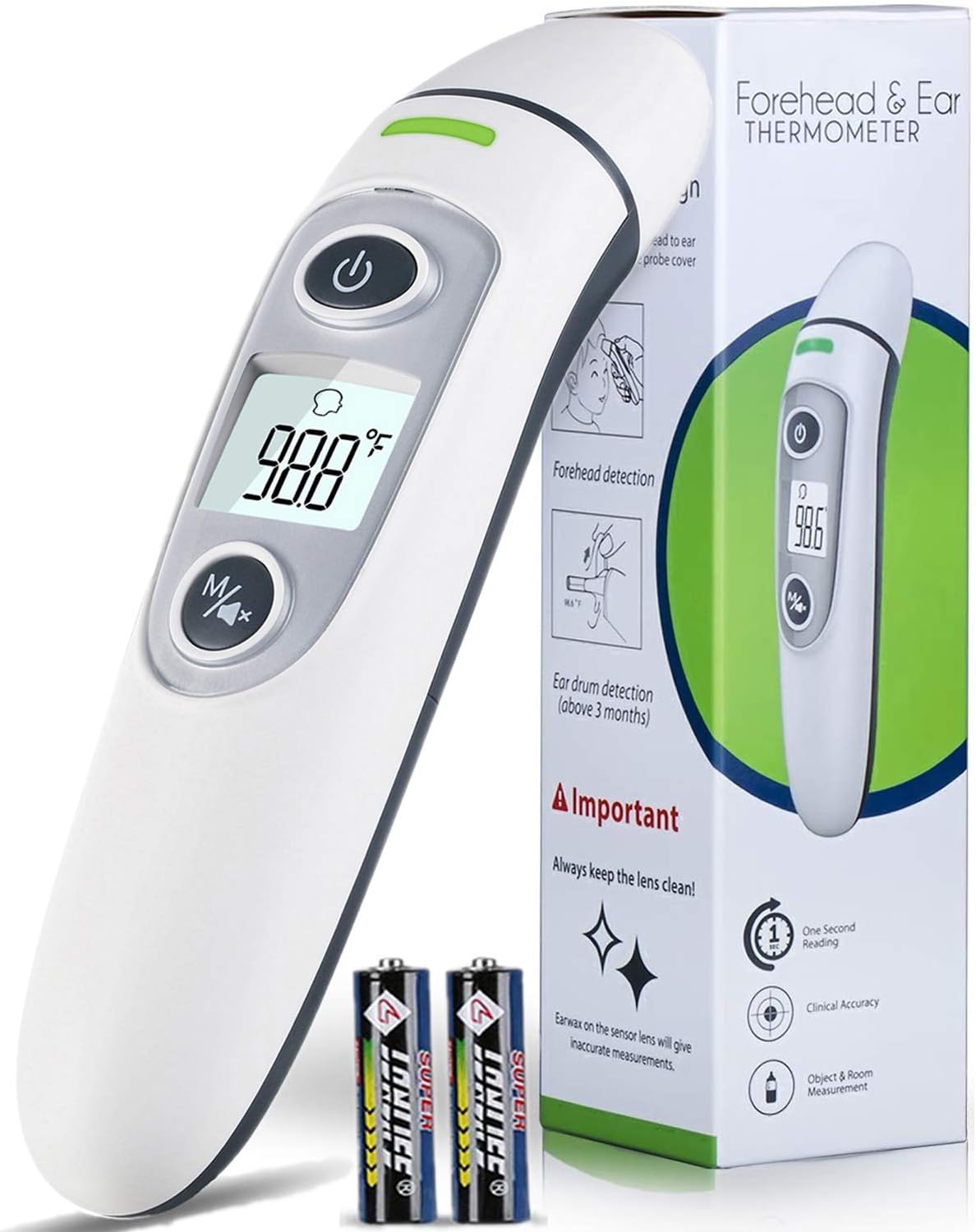 Medical Forehead and Ear Thermometer New Generation Digital Infrared Temporal Thermometer for Fever Instant Accurate Reading for Baby Kids and Adults