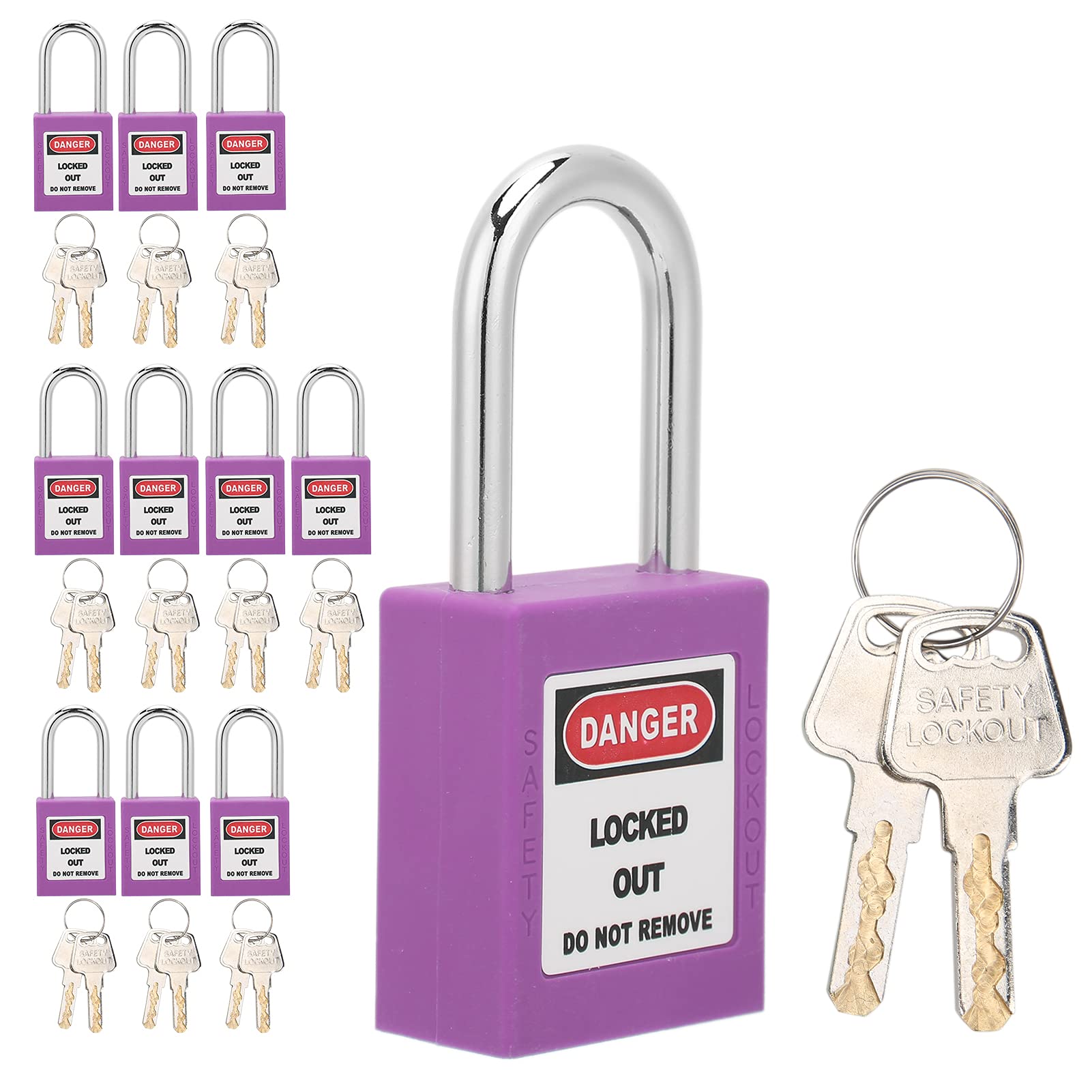 10 Ensembles de Verrouillage de 38 Mm, Cadenas Résistant à la Corrosion avec 20 Clés Vertes (Violet)