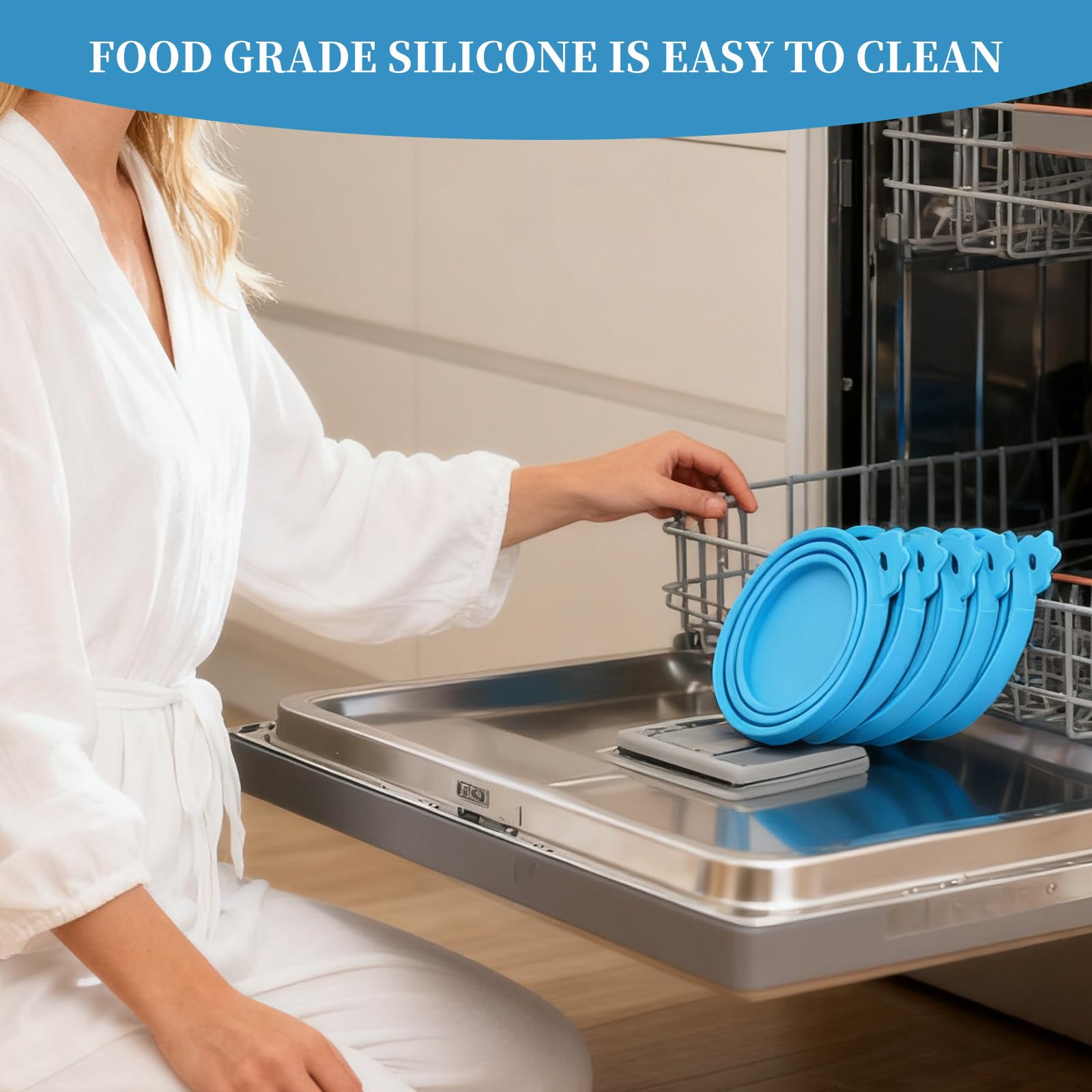 6 Pezzi Coperchi In Silicone Animale Domestico, Dimensioni Comuni Tappi Per Lattine, Riutilizzabile Tappo Per Lattine Contiene 1 Cucchiaio Verde, Coperchi Per Cibo Per Cani E Gatti(Azzurro Cielo)