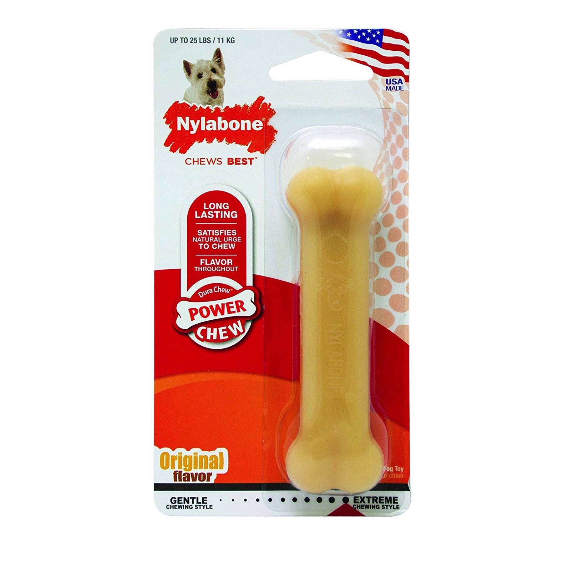 Nylabone (2 sztuki) DuraChew oryginalny regularny rozmiar | nylonowa kość dentystyczna 11,3 kg psy