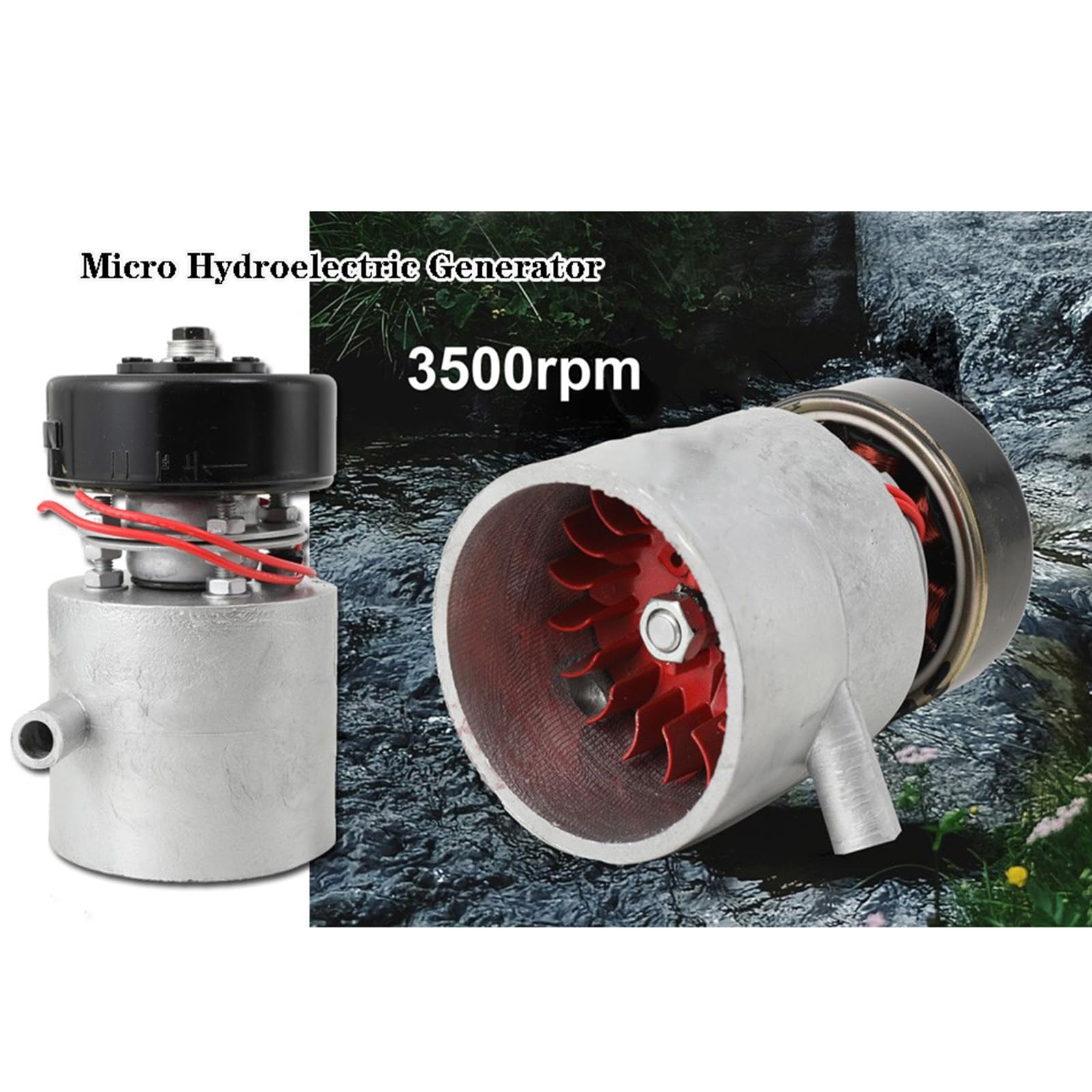 QWEXOB Mini Wasserkraftwerk 1000W - Mikro Hydro Generator Für Nachhaltige Energie