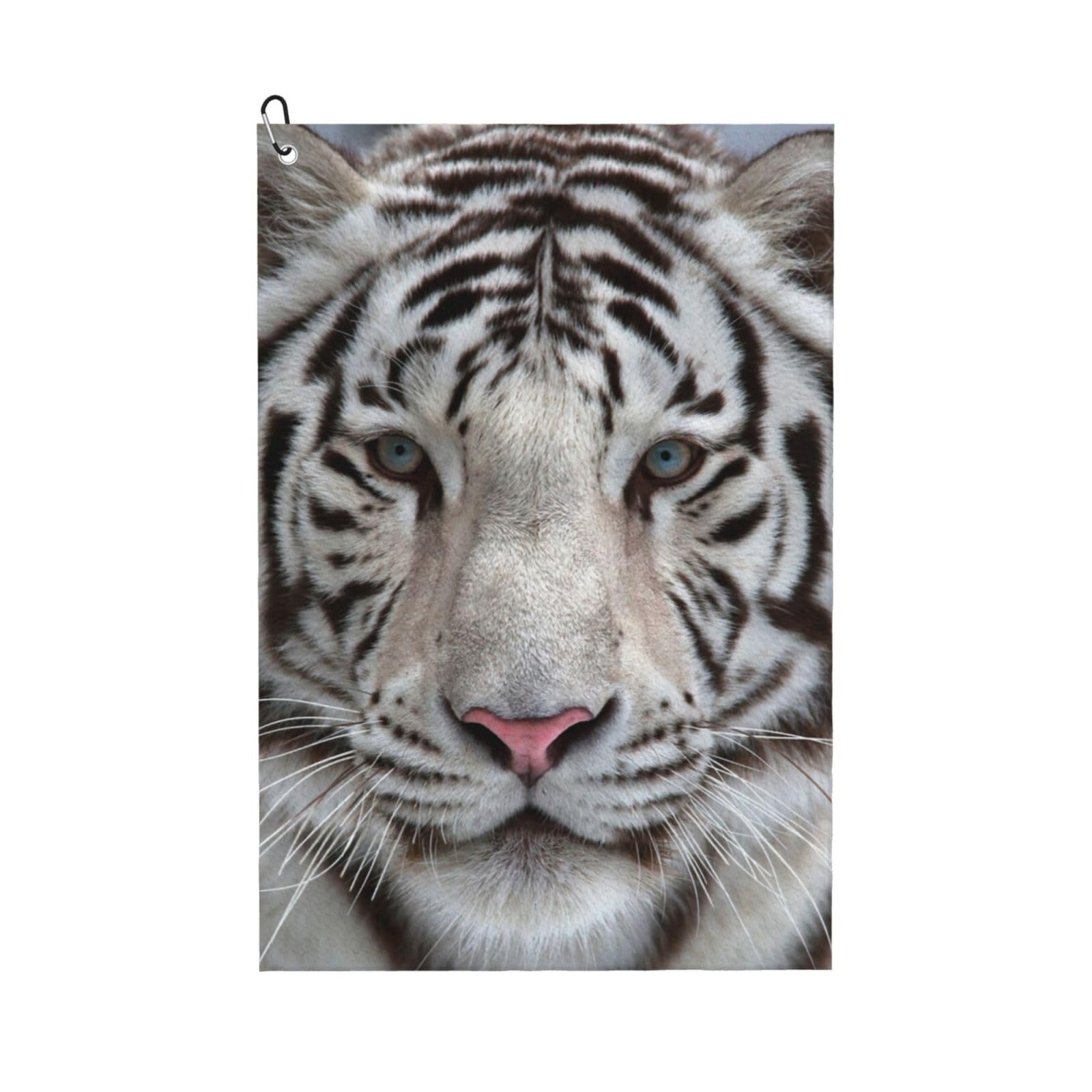 Hnnkloy White Tiger, 16x24 in Portable Waffle Golf Towels with Carabiner Clip for Golf Bag