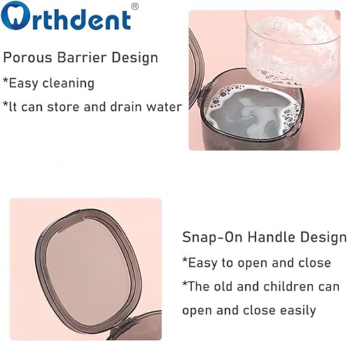 Miniatura 6 de Estuche de dentadura, copa de dentadura con colador, estuche Scotte para dentaduras, caja de dentaduras, estuche de retención de cepillo de