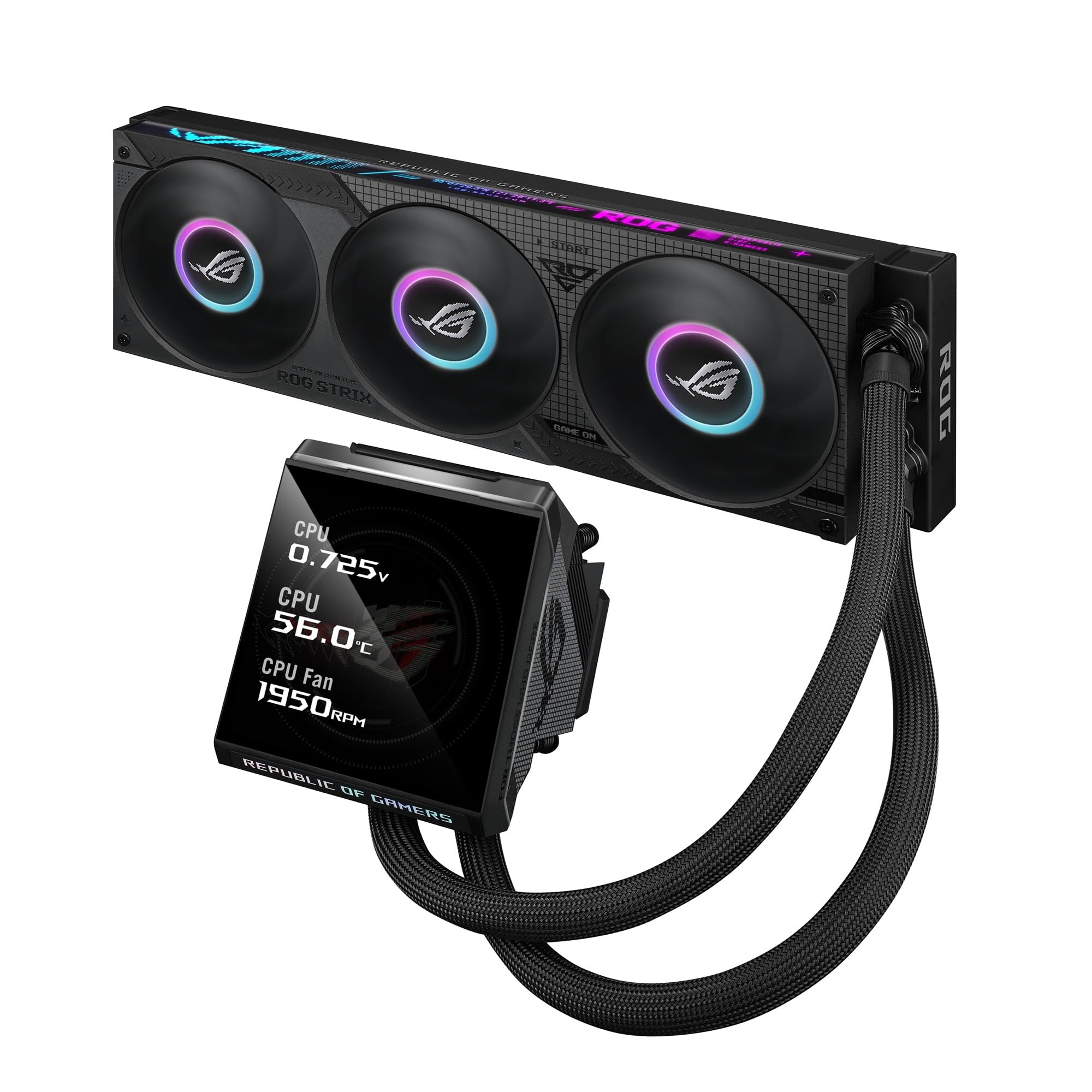 ASUS ROG Strix LC IV 360 ARGB LCD, Dissipatore di Calore a Liquido per CPU, Q-Connector per Facile Installazione, Potente Pompa, Schermo LCD IPS da 5,8", Tre Ventole ROG ARGB, Aura Edge, Nero