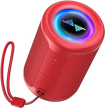 LENRUE Small Portable Bluetooth Speaker with Lights, TWS Stereo Surround Sound, Type C Powered, Bluetooth 5.3, AUX TF Card Input, Wireless for Outdoor Home, Coolest Gifts