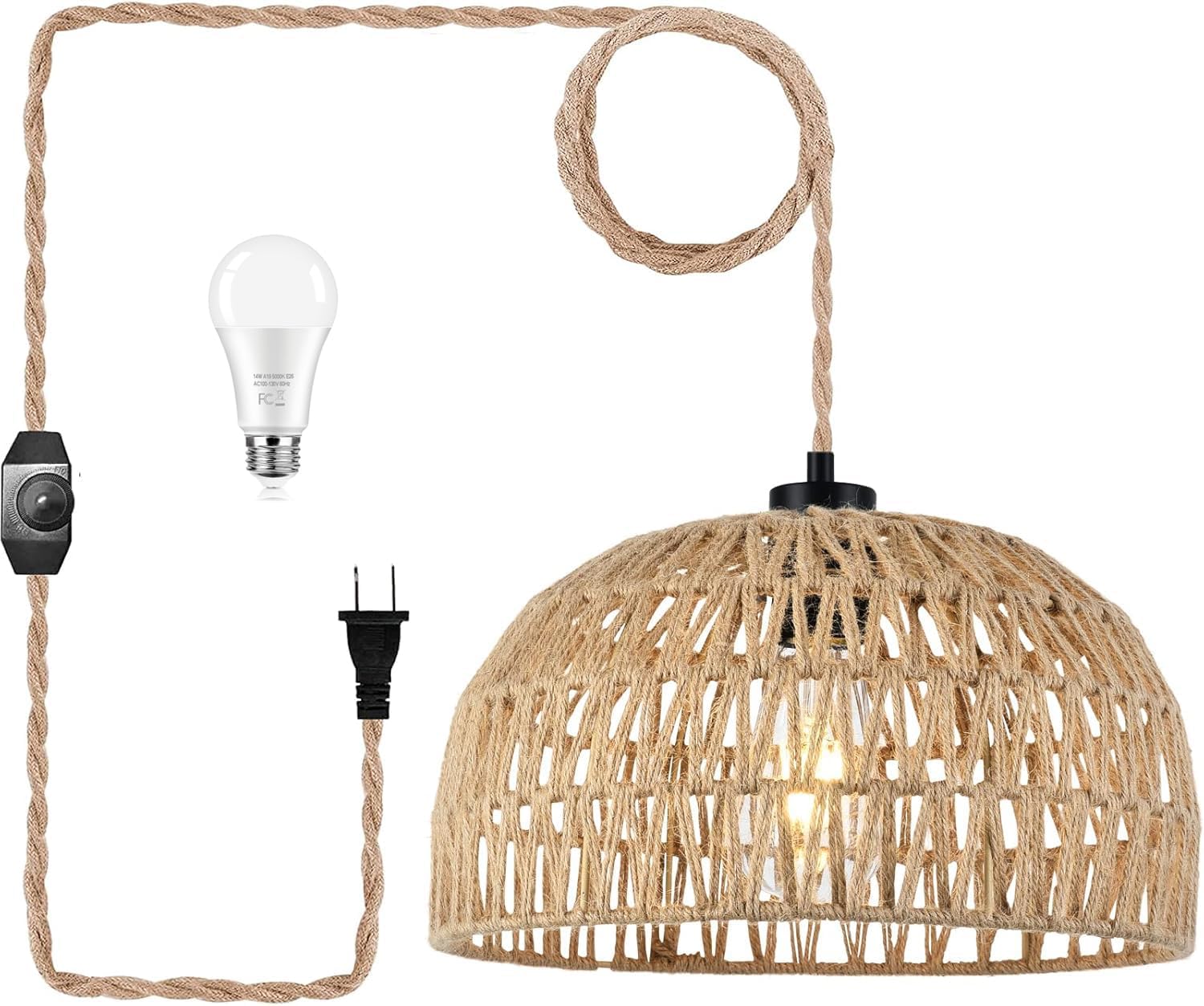 Plug In Pendant Light with Dimmable Cord