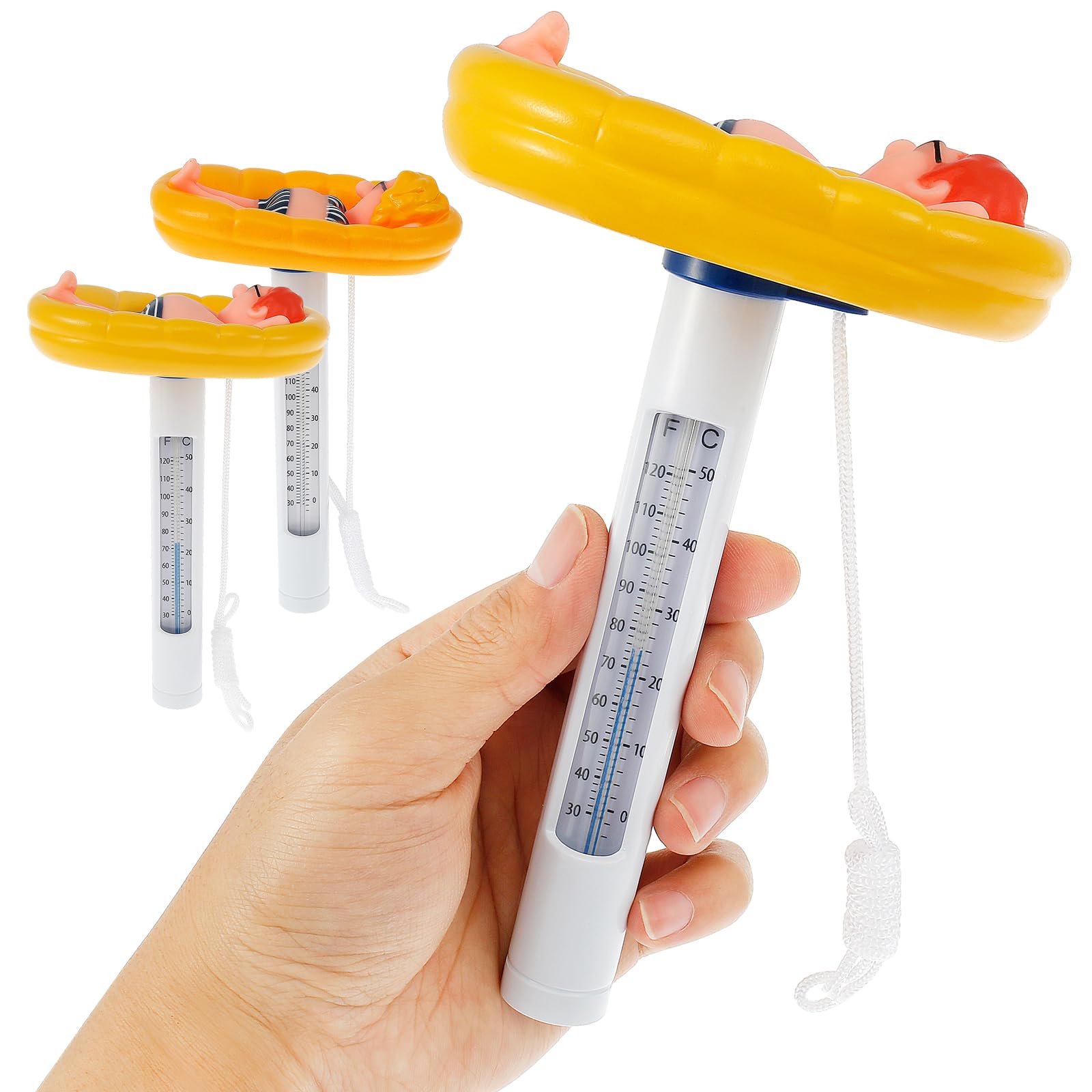 2 Pcs Floating Pool Thermometer Easy Read, Shatterproof Floating Water Thermometer Accurate Pool Temperature Thermometer Funny Pool Thermometer for Indoor Outdoor Swimming Pools Spas Hot Tubs, 6.7 in