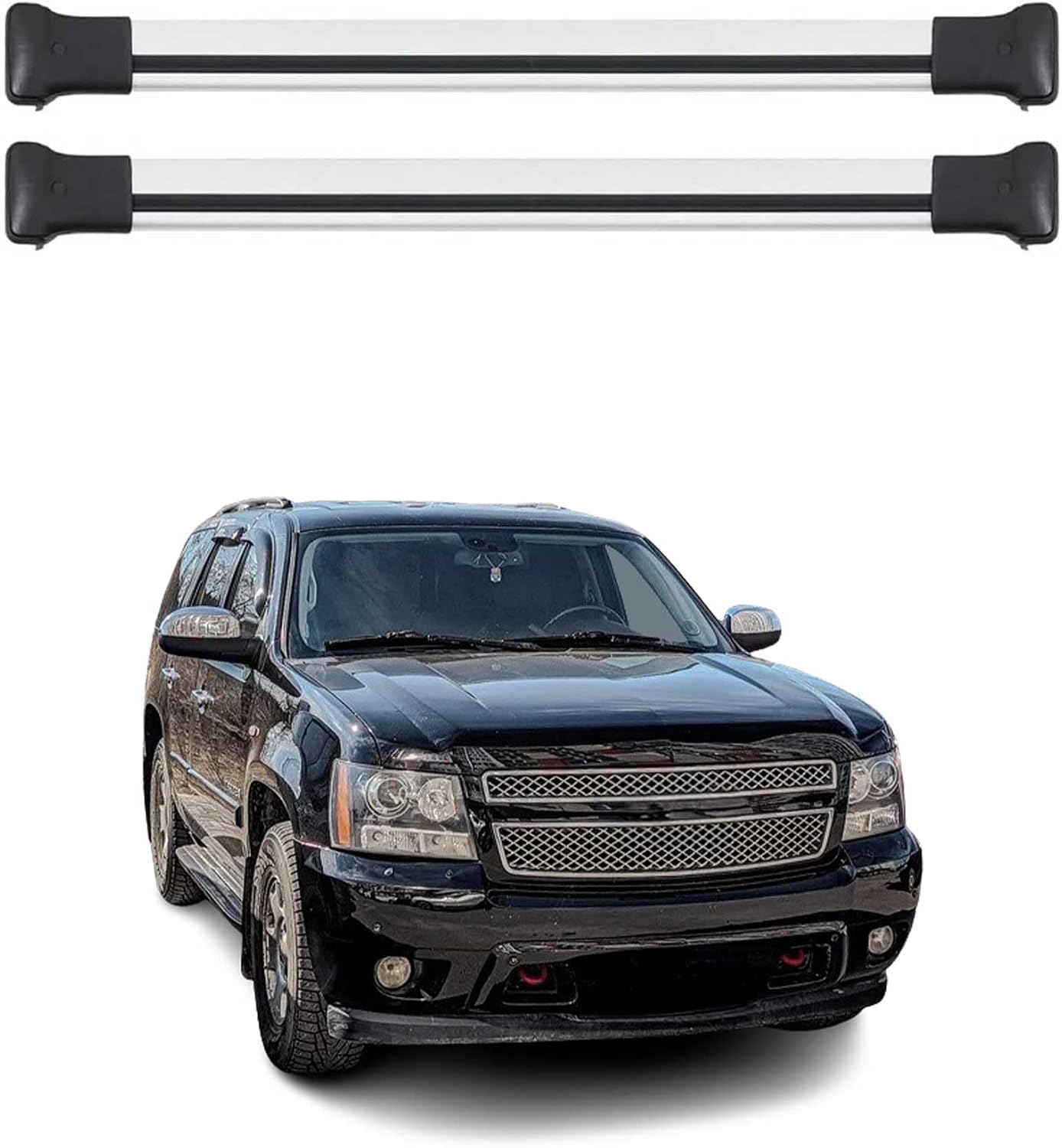 OMAC Aluminum Roof Rack Cross Bars for Chevrolet Tahoe 2007-2014 – Max 165 lb / 75 kg – 2 Bars Silver