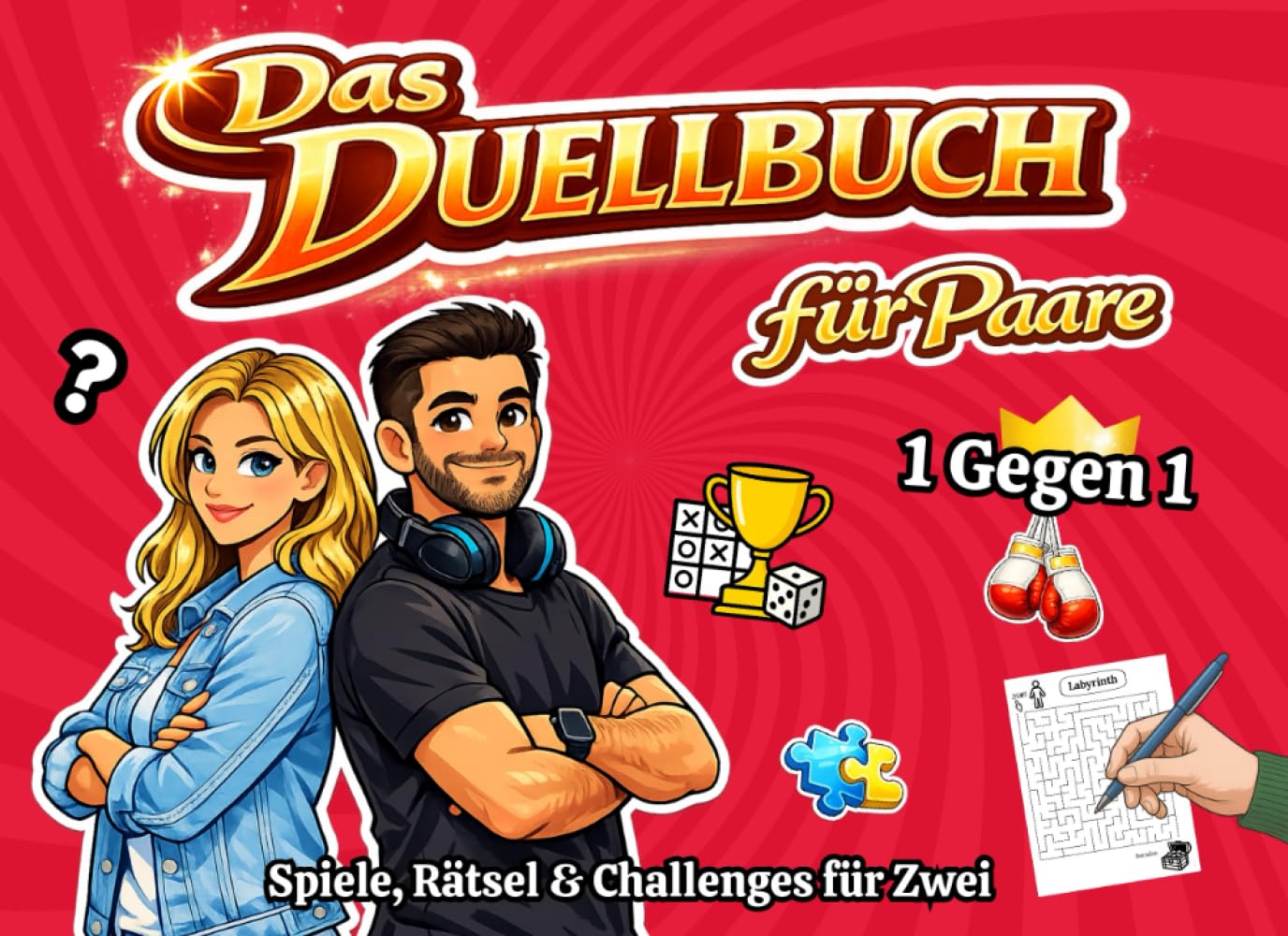 Das Duell-Buch für Paare: Das Lustige 1 gegen 1 Spiele & Challenges für Zwei – Perfekt für Date Nights, Reisen und gemeinsame Spieleabende | Ideal Spielbuch für Familen, Teenager, Freunde