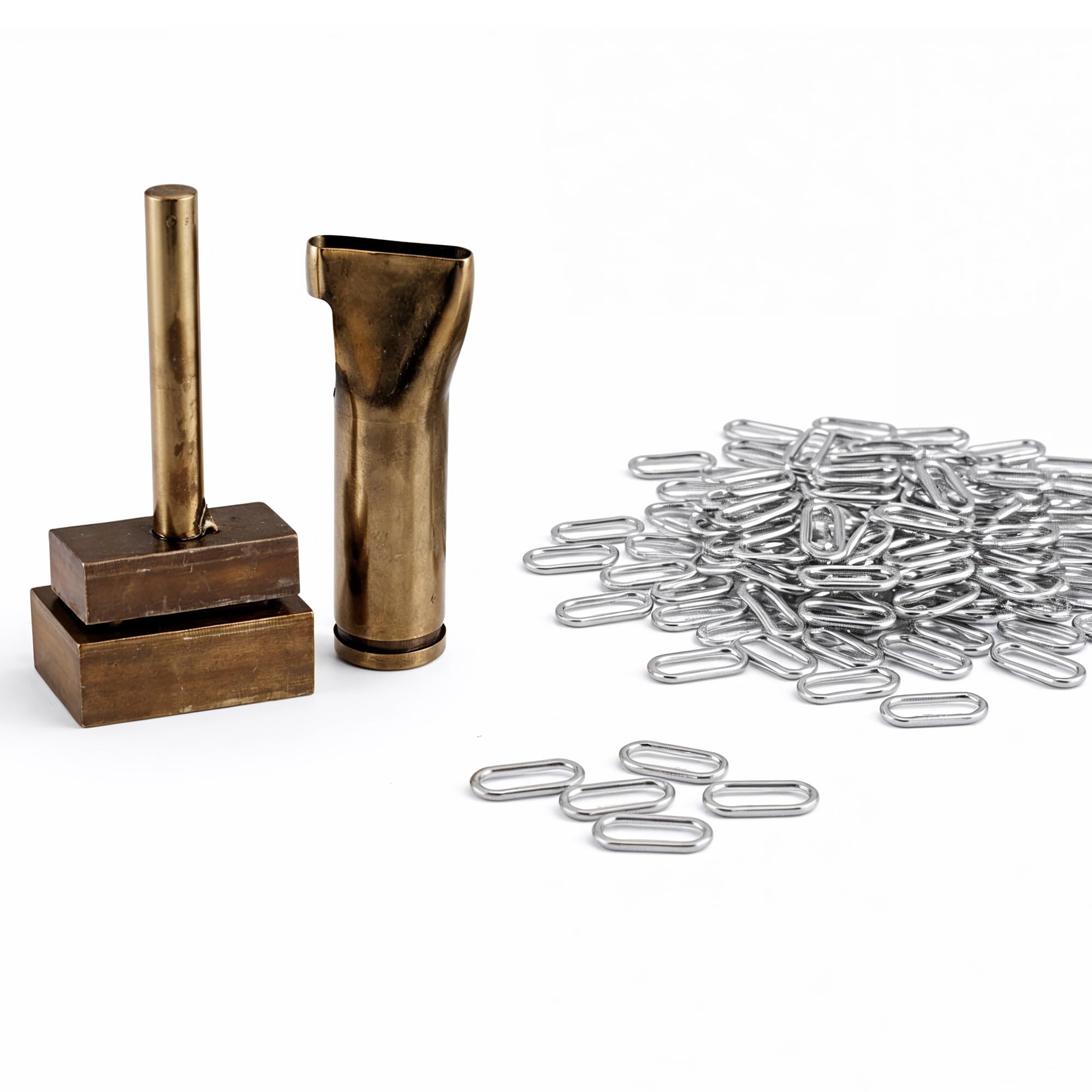 Trimming Shop - Ojales ovalados con Arandelas de latón Inoxidable Resistentes a la corrosión para Manualidades, Bolsos, Ropa, Cinturones, Bolsos, (10 mm, Oro, 50 Unidades), Plateado…