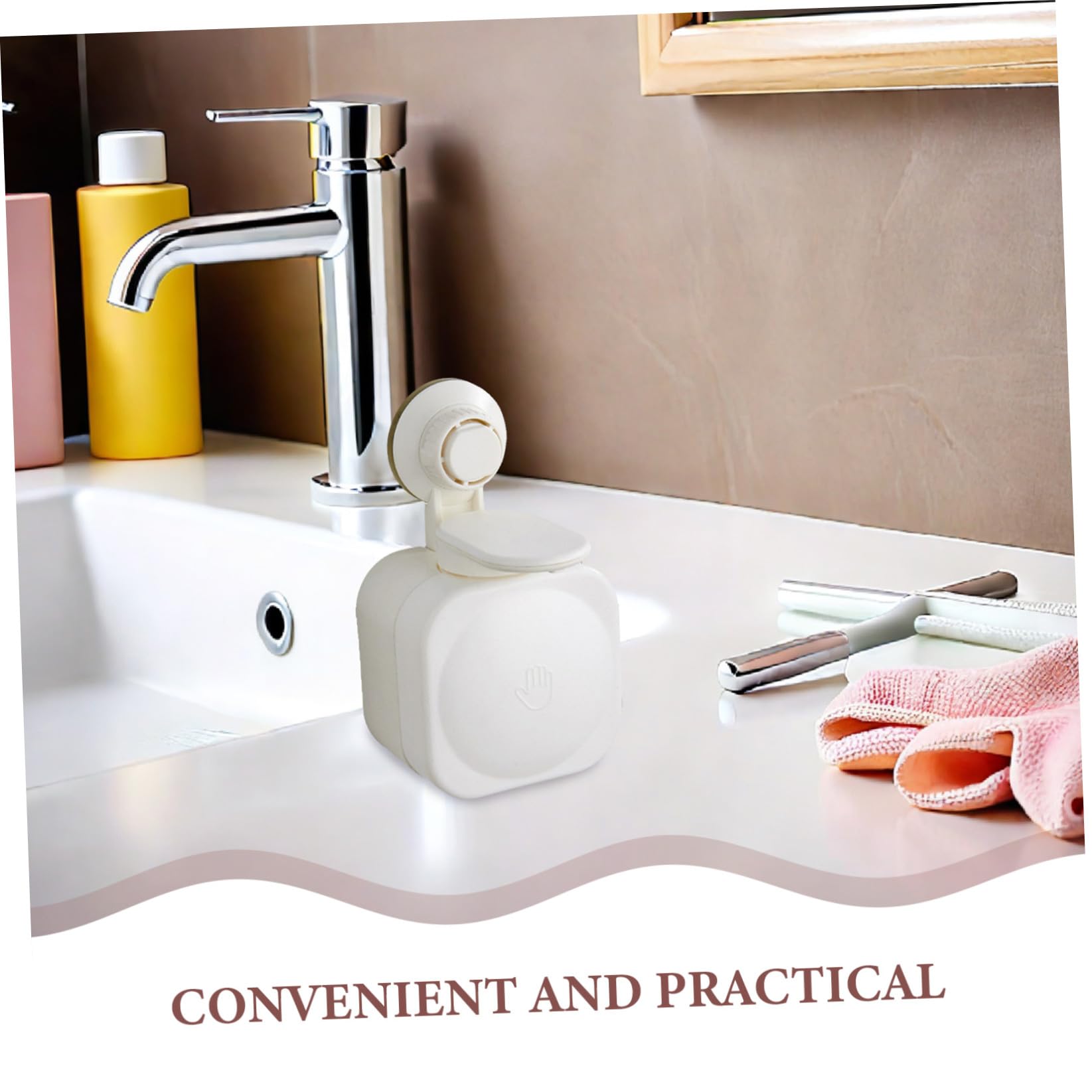 Dispenser Sapone da Muro Ventosa Bianco in Abs, Facile da Premere e Antintasamento, per Doccia e Hotel, Design Moderno e Pratico