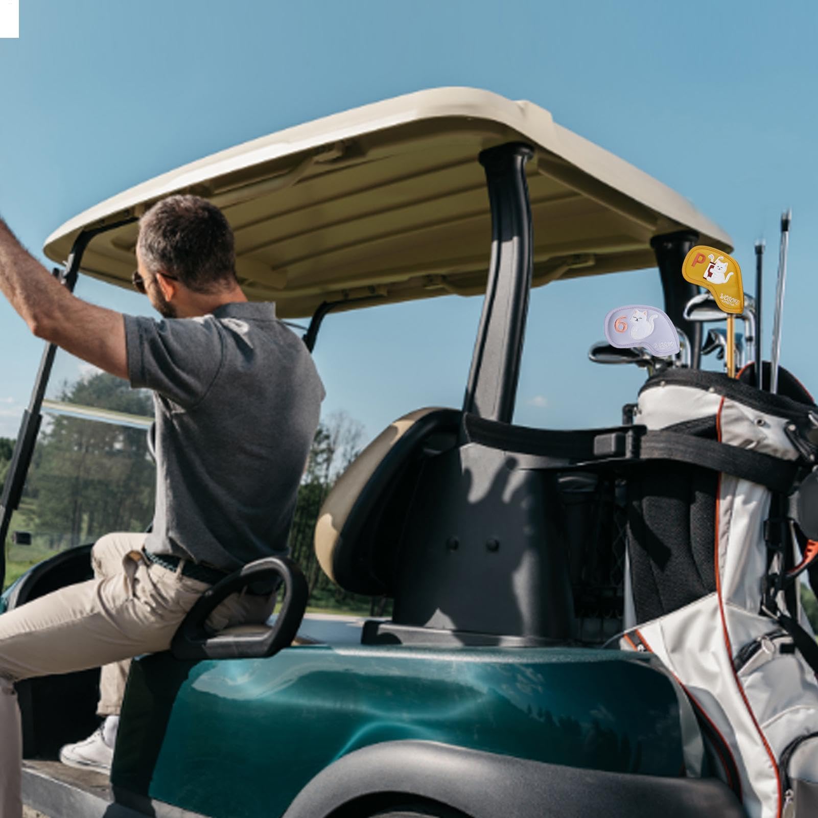 Golfschlägerhauben – 9 Eisen-Abdeckungen für Golfschläger mit austauschbaren Etiketten, Katzen-Golfschlägerabdeckungen für Eisen, Golfschläger-Set für Damen und Herren, Golfliebhaber